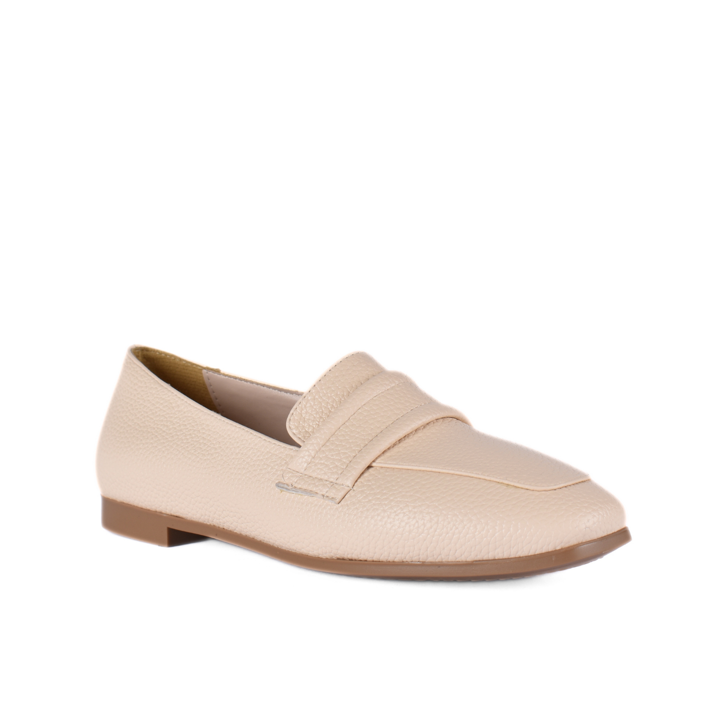 Leather Loafers Flats Beige Melouk