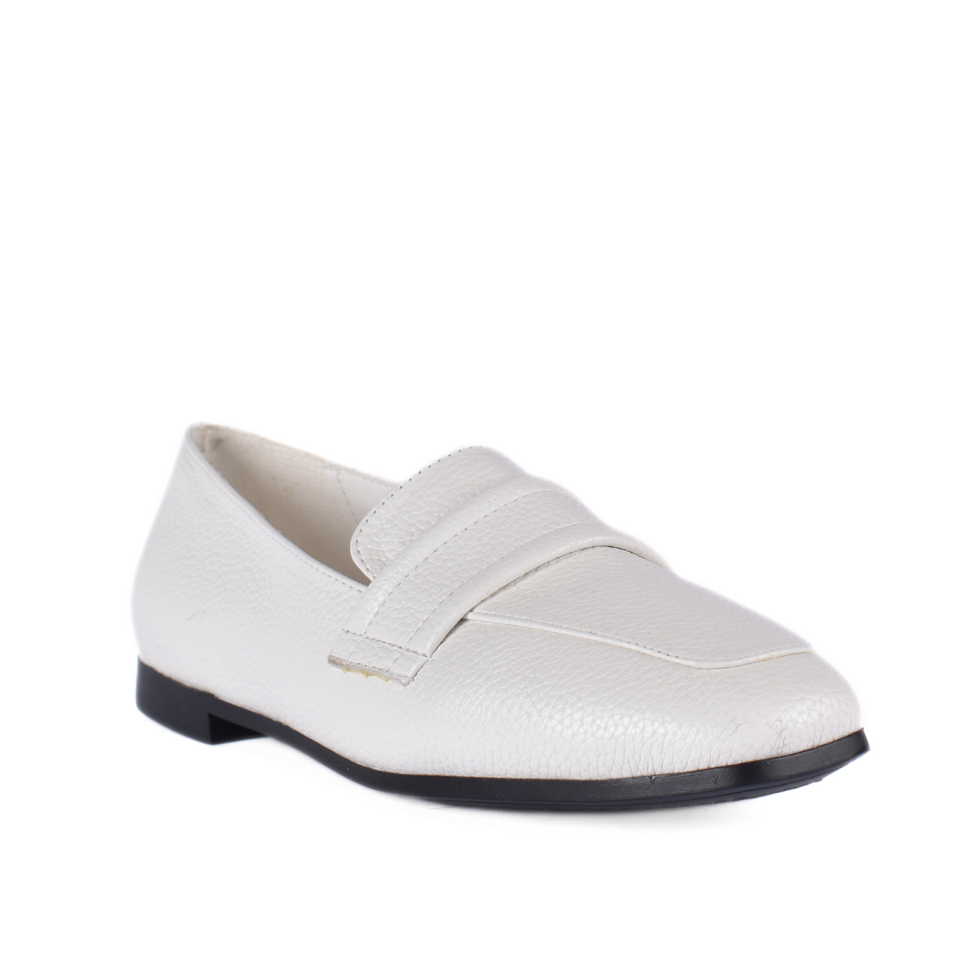 Leather Loafers Flats White Melouk