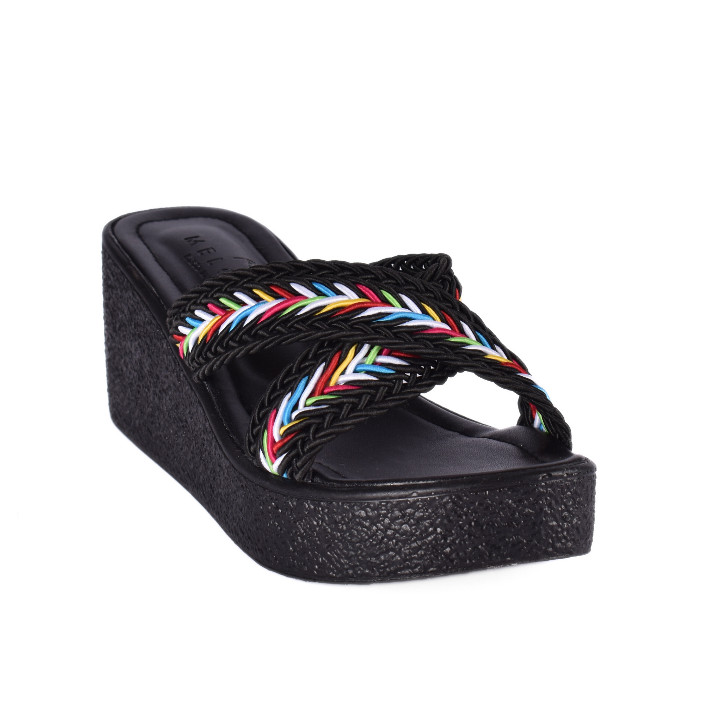 Strap Platform Slipper With Details Black Melouk