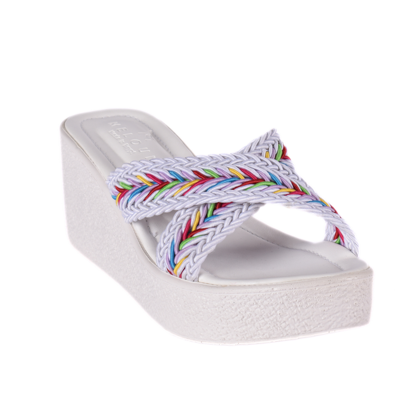 Strap Platform Slipper With Details White Melouk