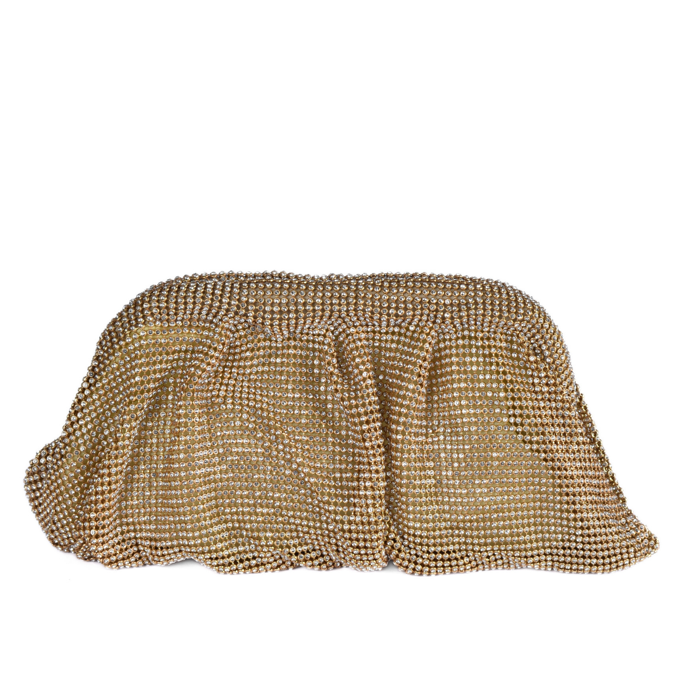 Golden Rhinestone Clutch With Handle Melouk