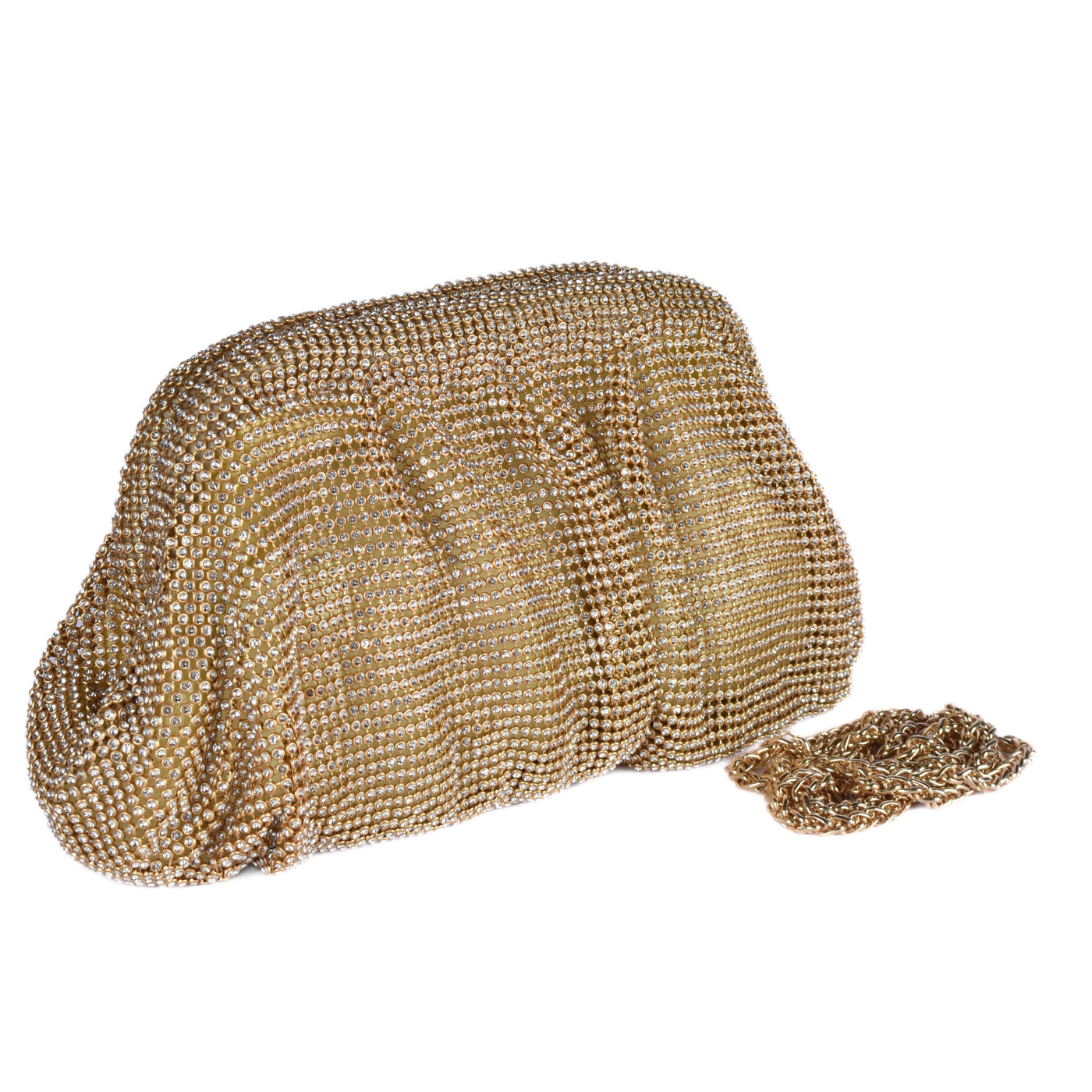 Golden Rhinestone Clutch With Handle Gold Melouk