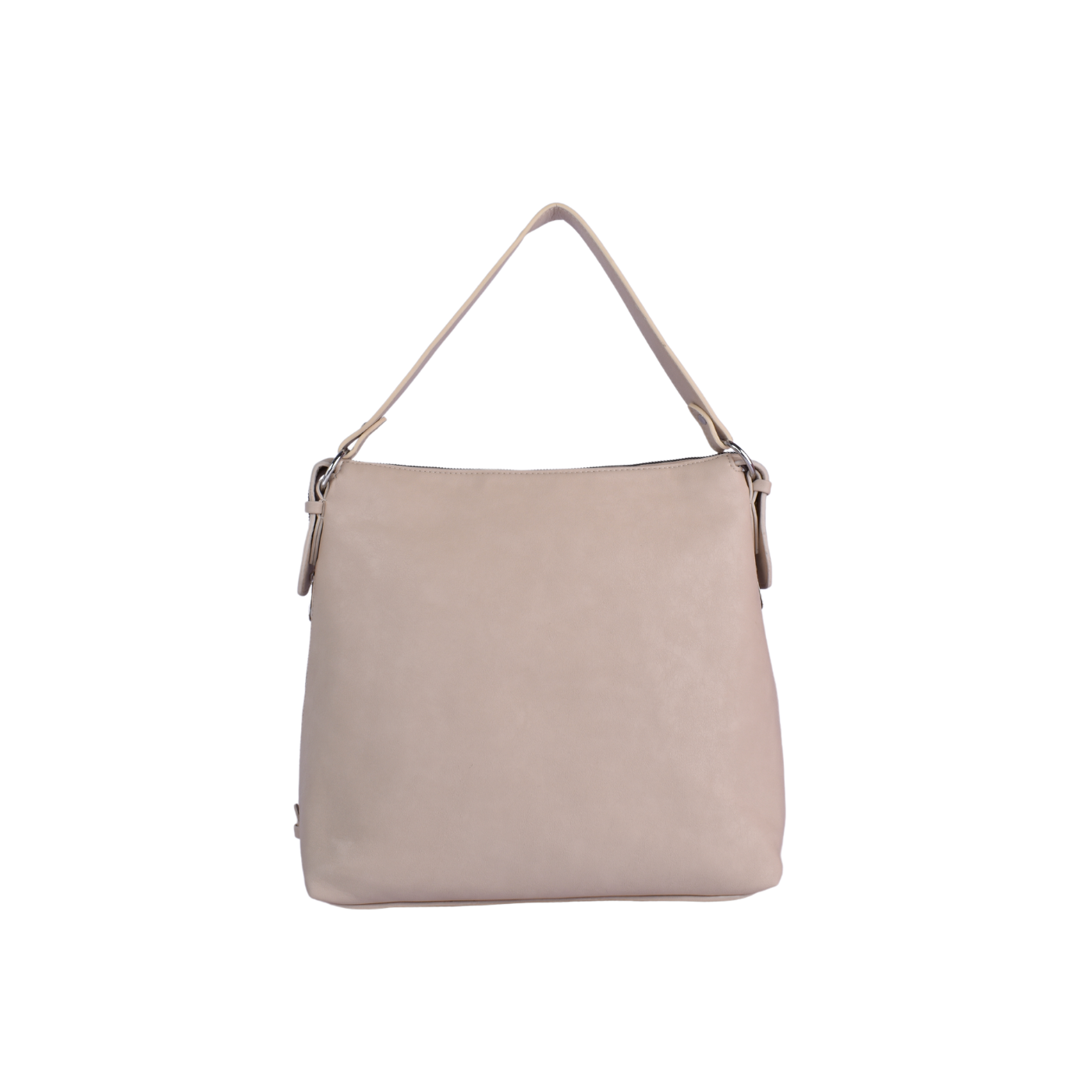 Black Basic Shoulder Bag With Zipper Beige Melouk