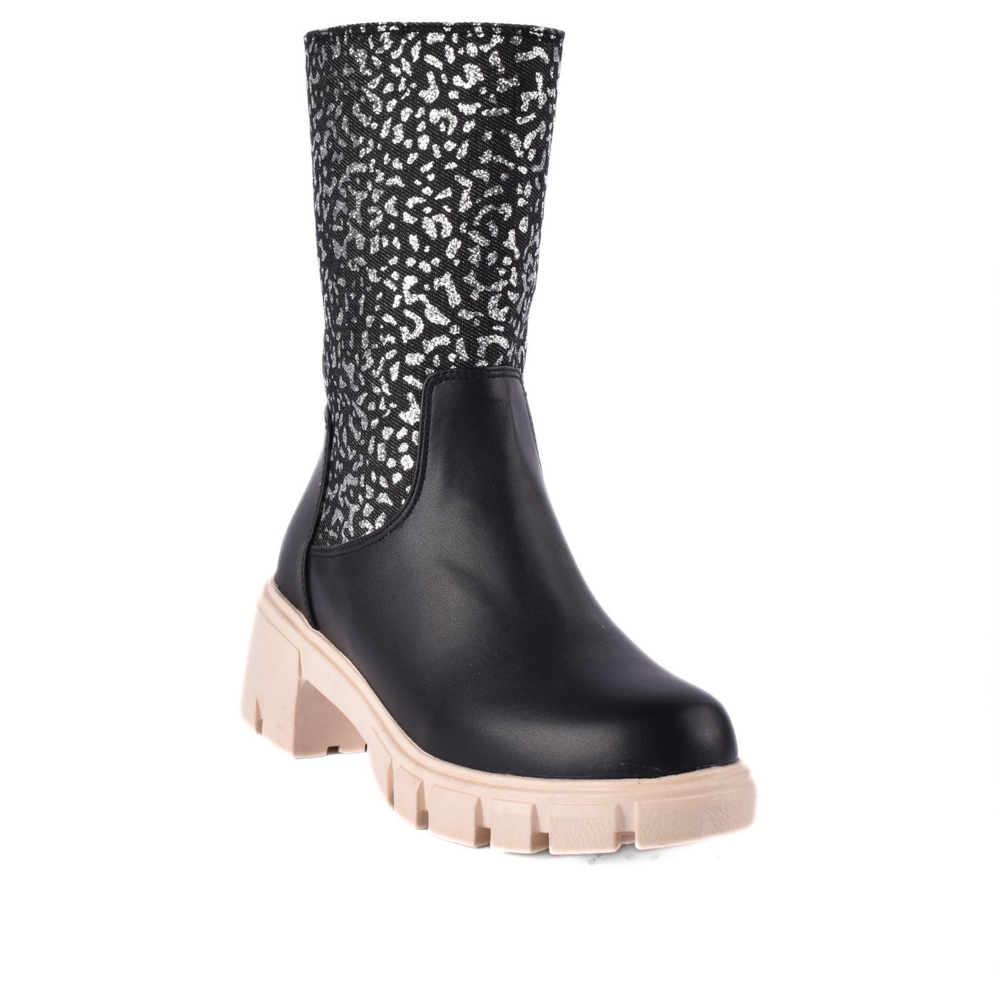 Knotted Heeled Leather High Boot Black Melouk