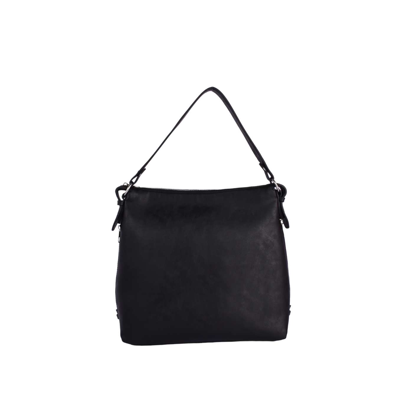 Black Basic Shoulder Bag With Zipper Black Melouk