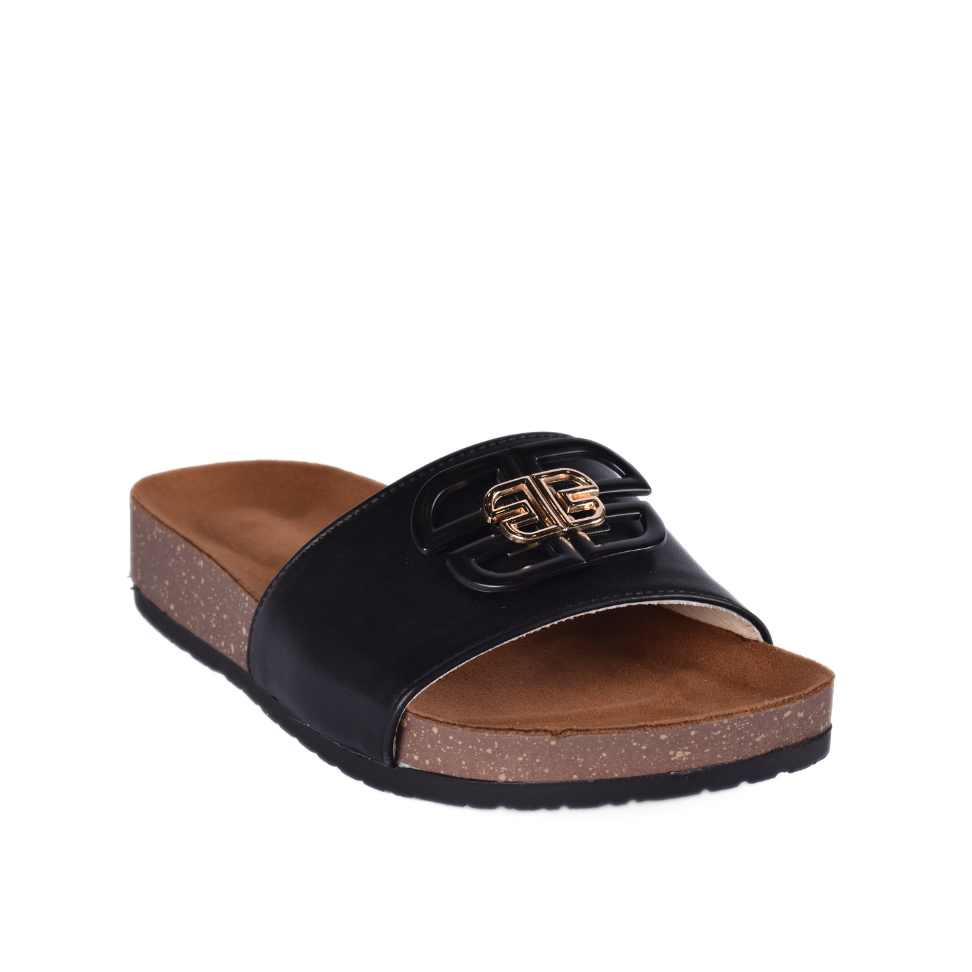 Flat Slipper With Round Studs Black Melouk