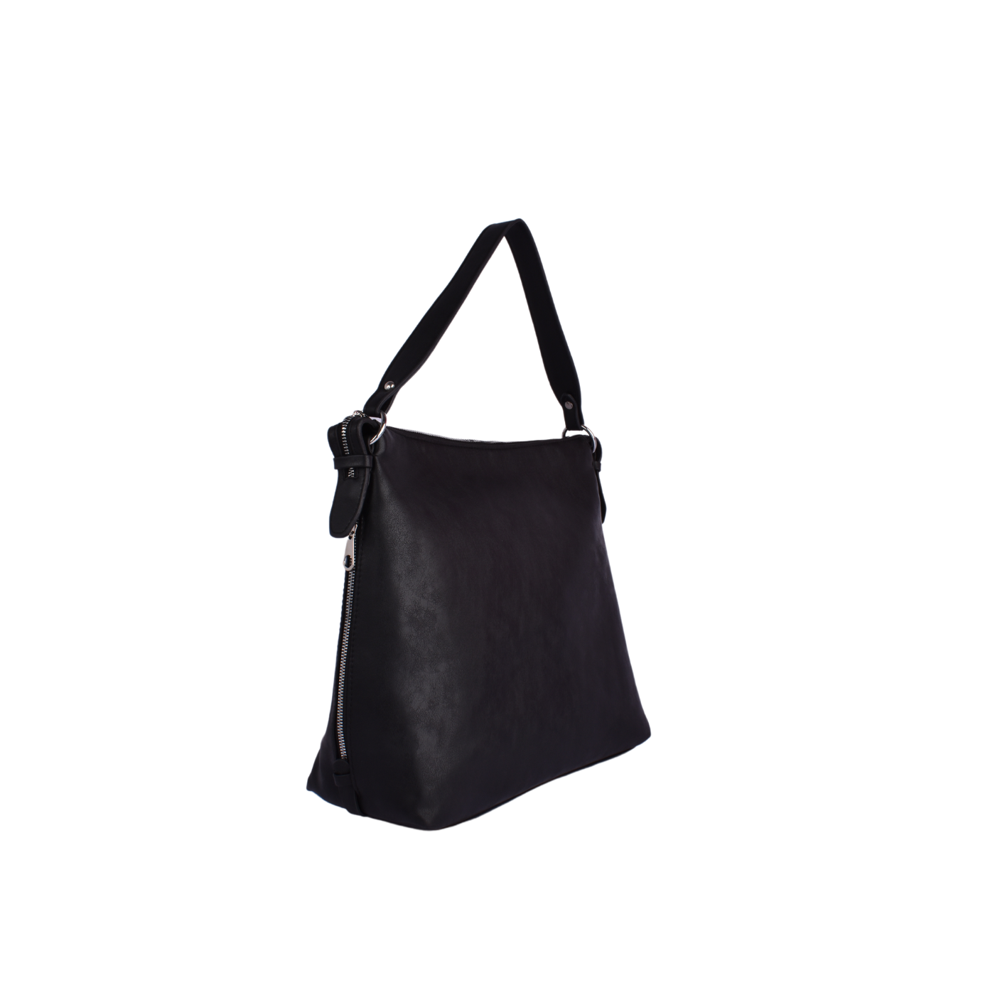 Black Basic Shoulder Bag With Zipper Melouk