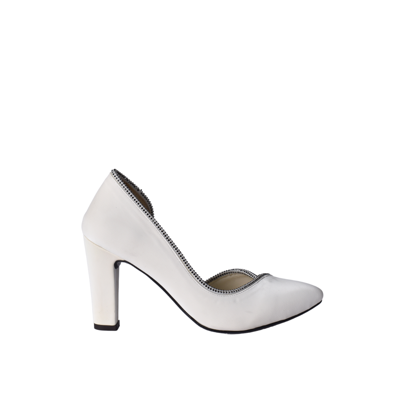 Decorative Pearls Pointed High Heels Pumps White Melouk