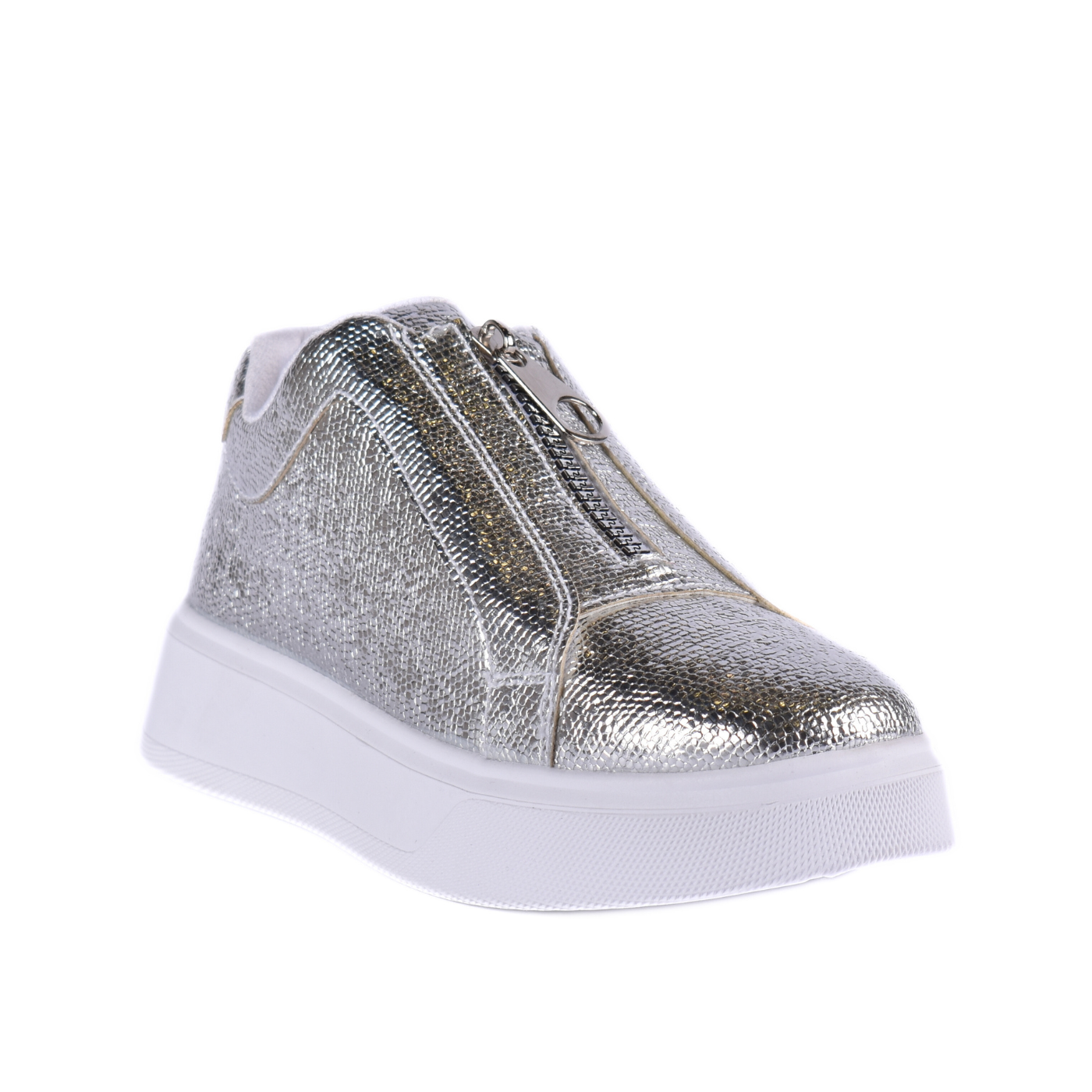 Fashionable Sneaker With Trims Silver Melouk