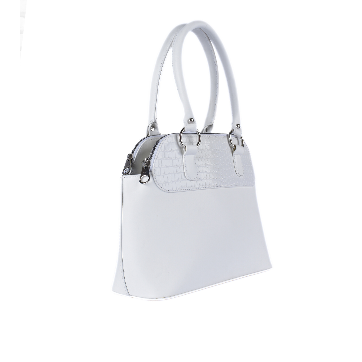 Embossed Leather Shoulder Bag White Melouk