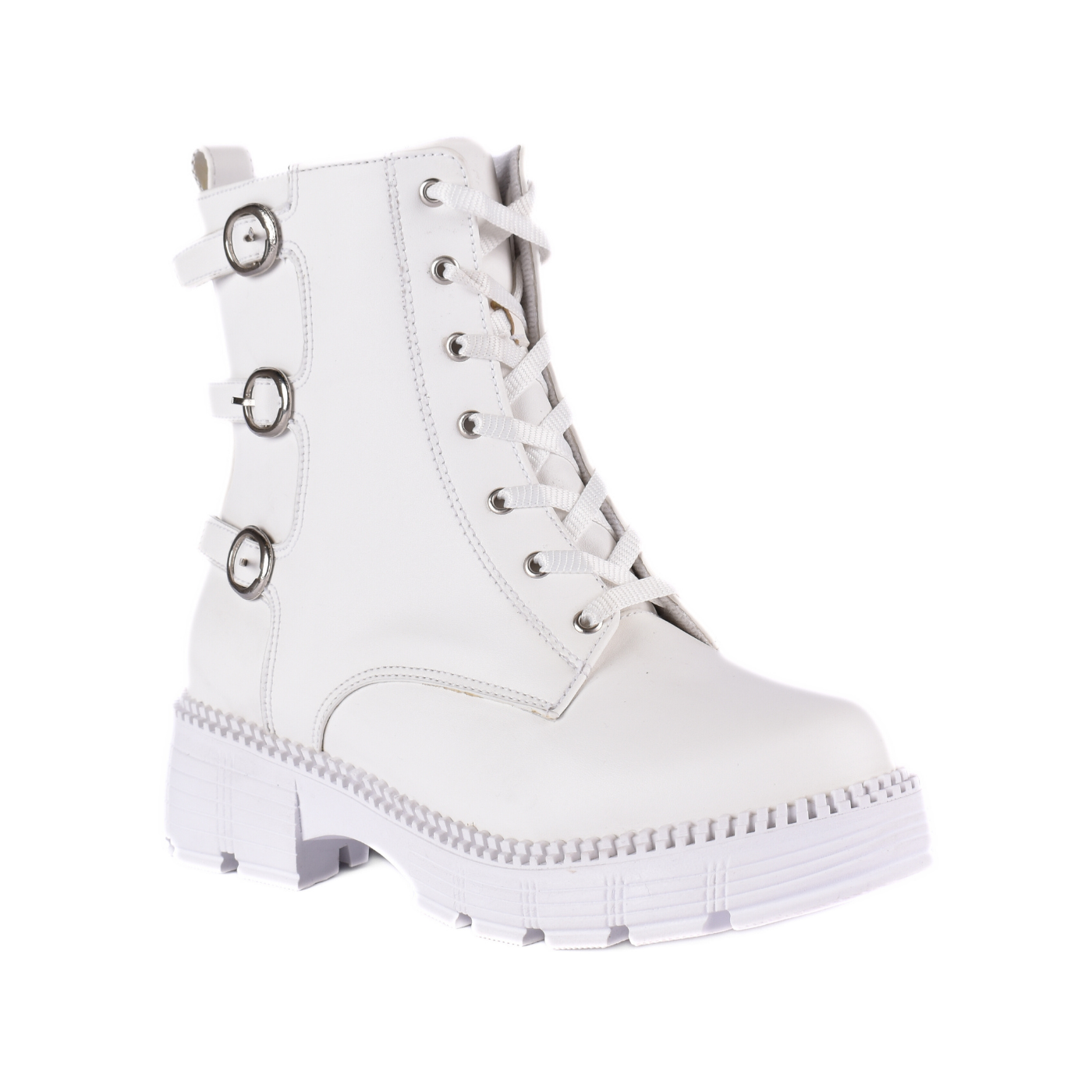 Pointed Heel Leather Ankle Boots With Details White Melouk