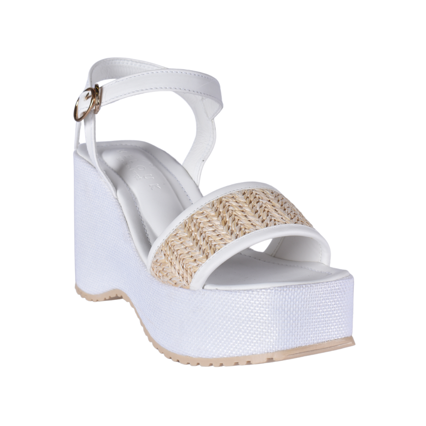 Strap High Heel Sandal White Melouk
