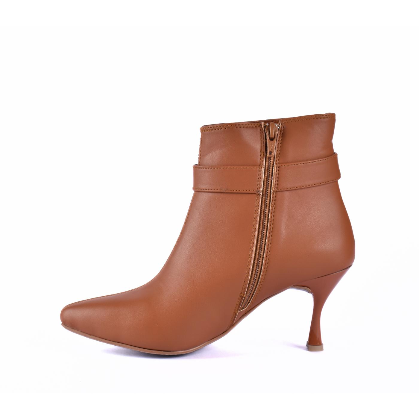 Pointed Heel Leather Ankle Boots With Details Melouk