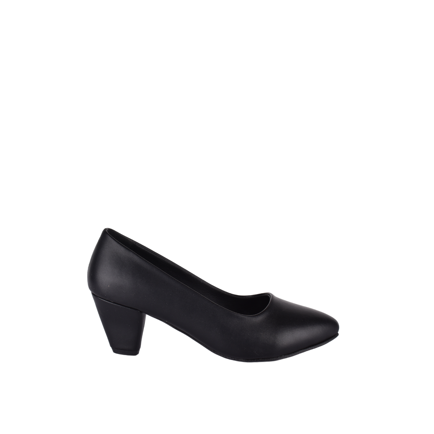 Leather Basic Cone Heel Black Melouk