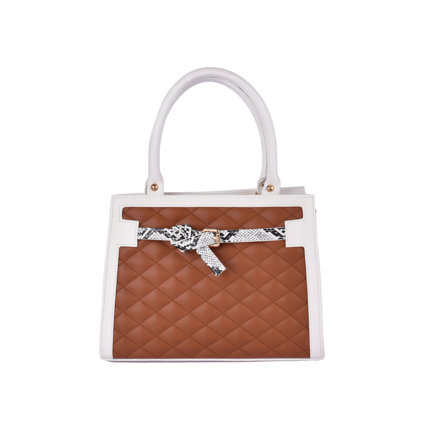 Embossed Leather Handbag White Melouk