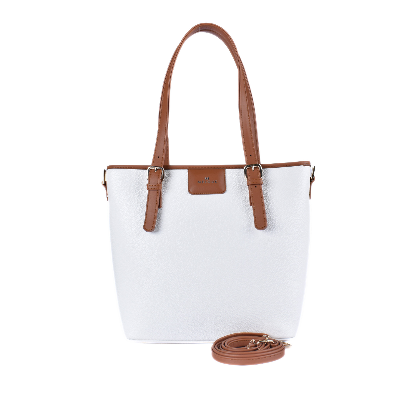 Textured Shoulder Bag White B198 Melouk