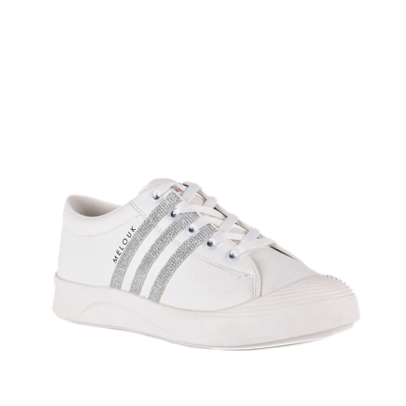 Fashionable Sneaker With Trims Silver Melouk