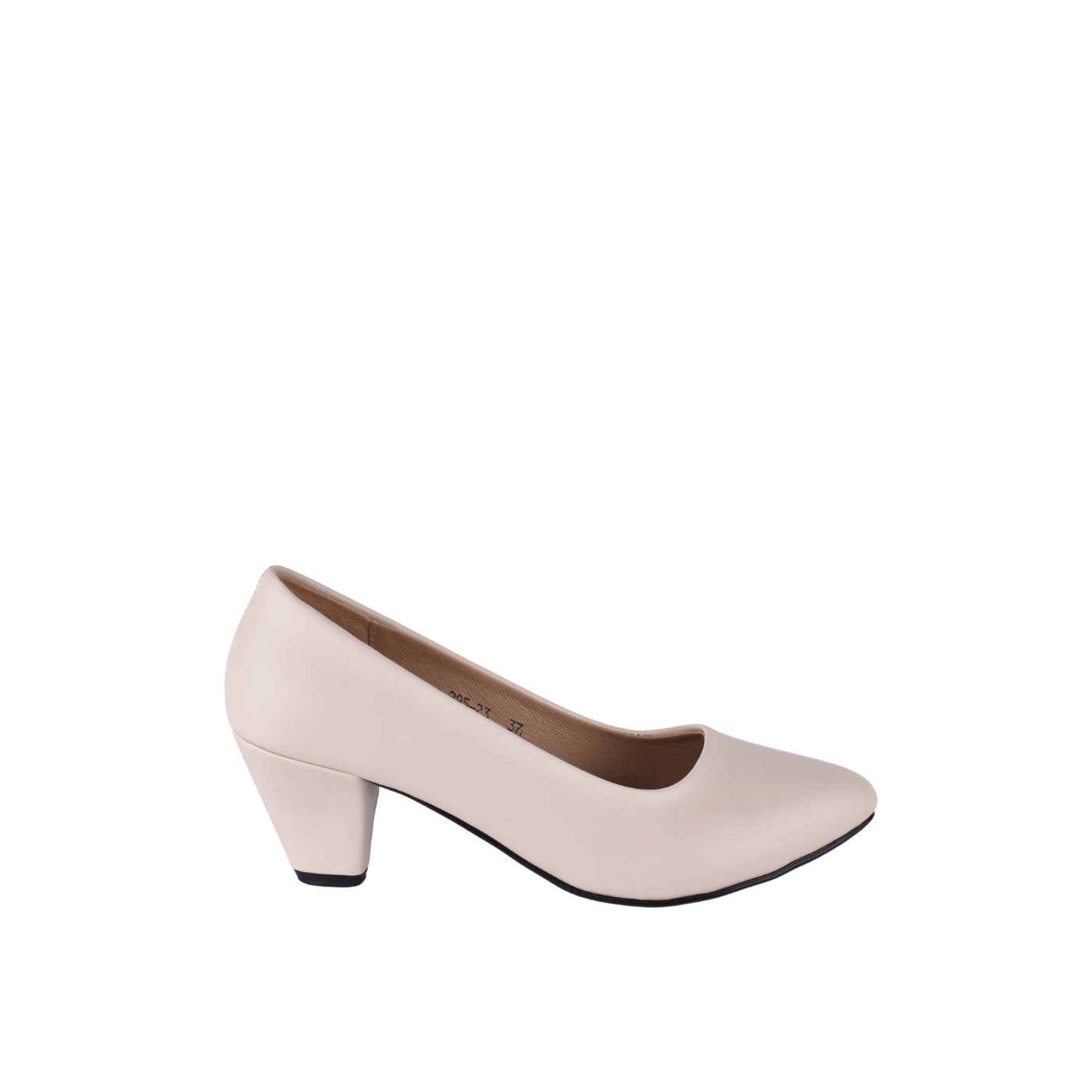 Leather Basic Cone Heel Beige Melouk