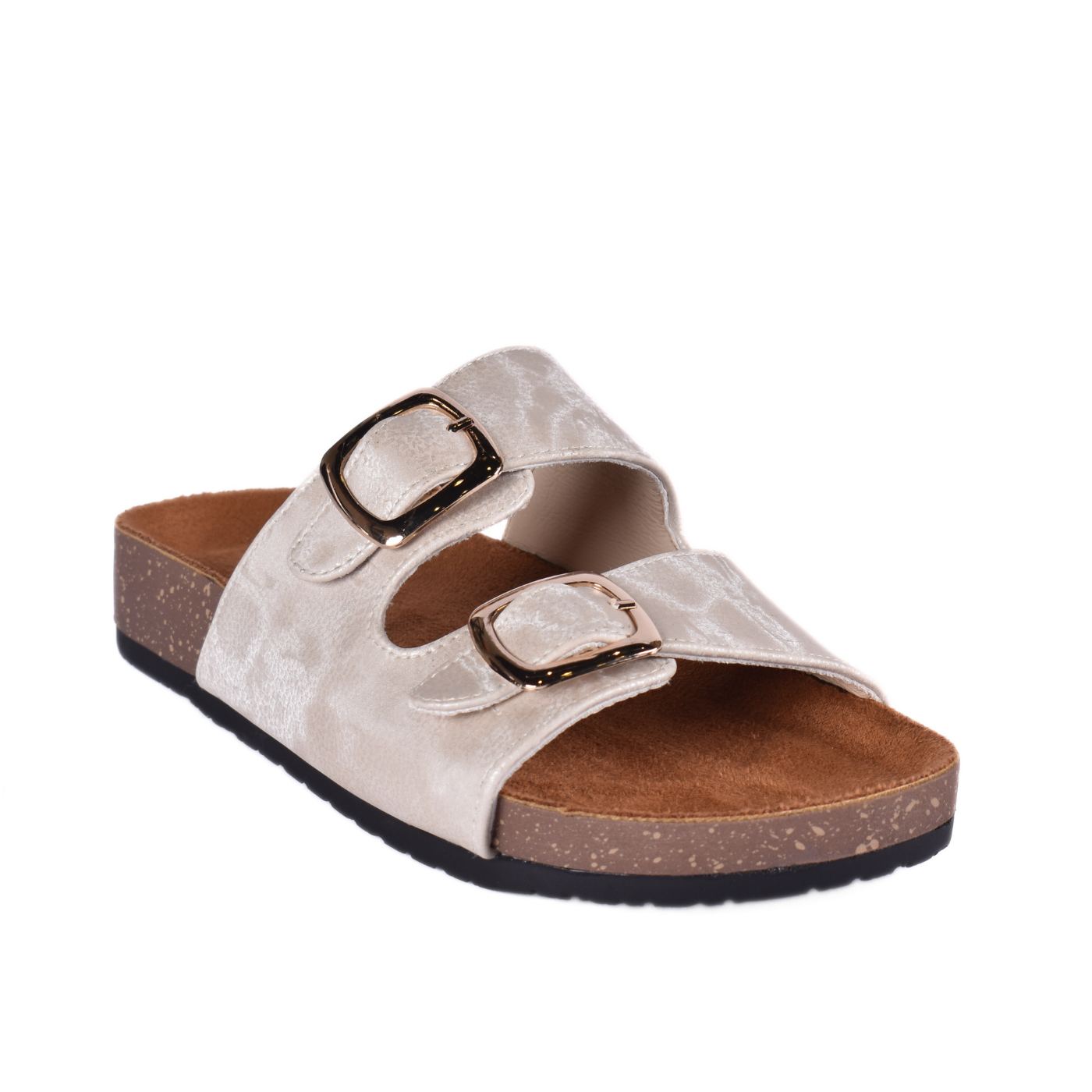 Strap Platform Slipper With Details Beige Melouk