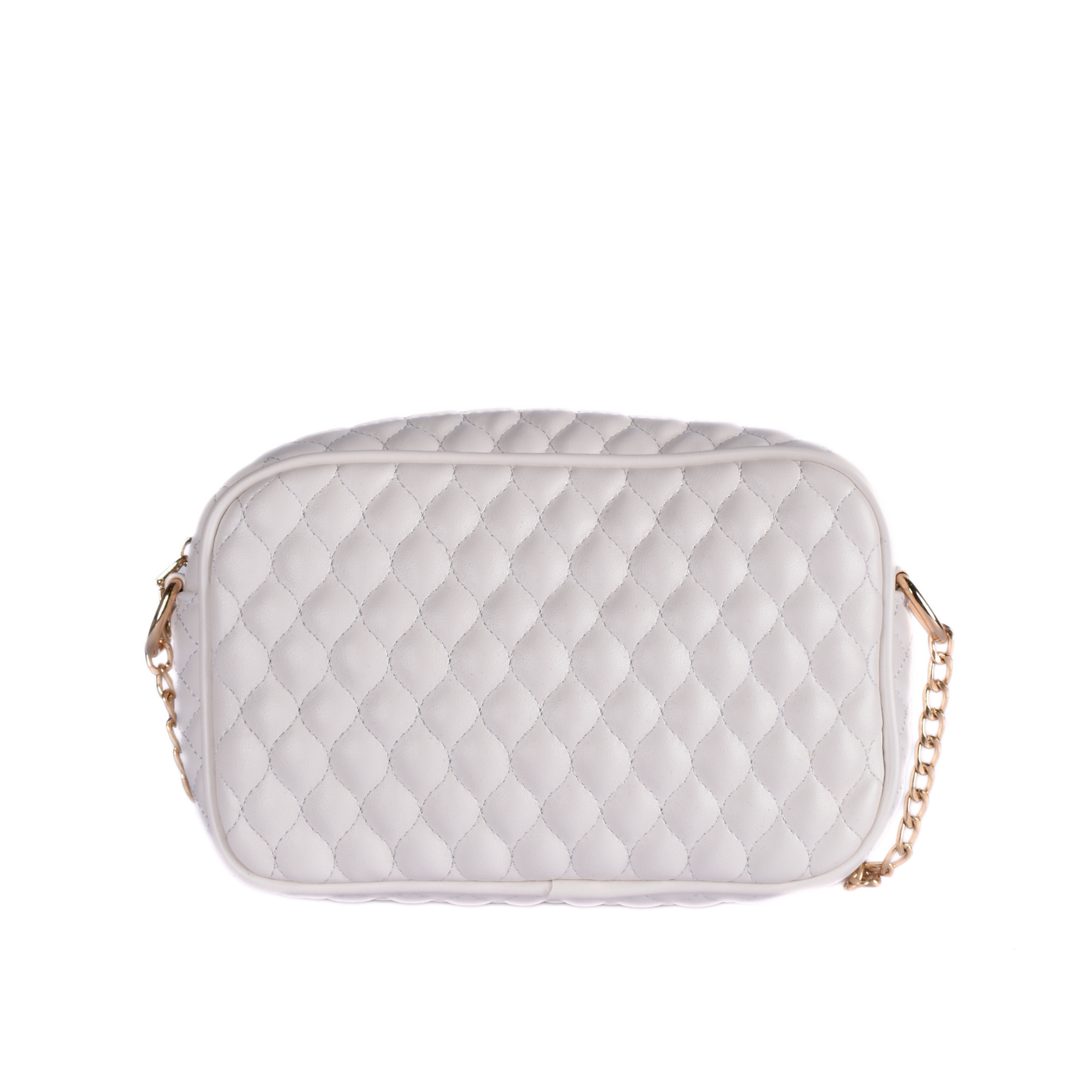 Trendy Quilted Faux Leather Crossbody Bag White Melouk