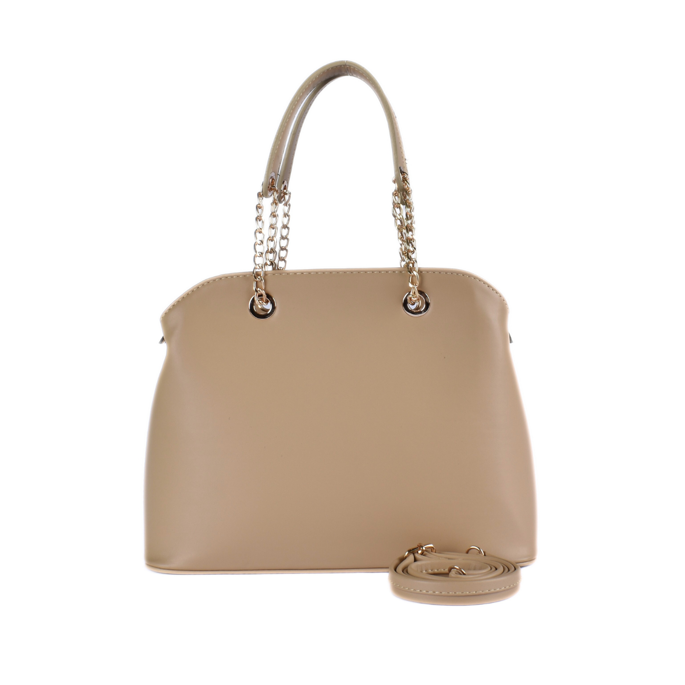 Embossed Leather Handbag With Details Coffee Melouk