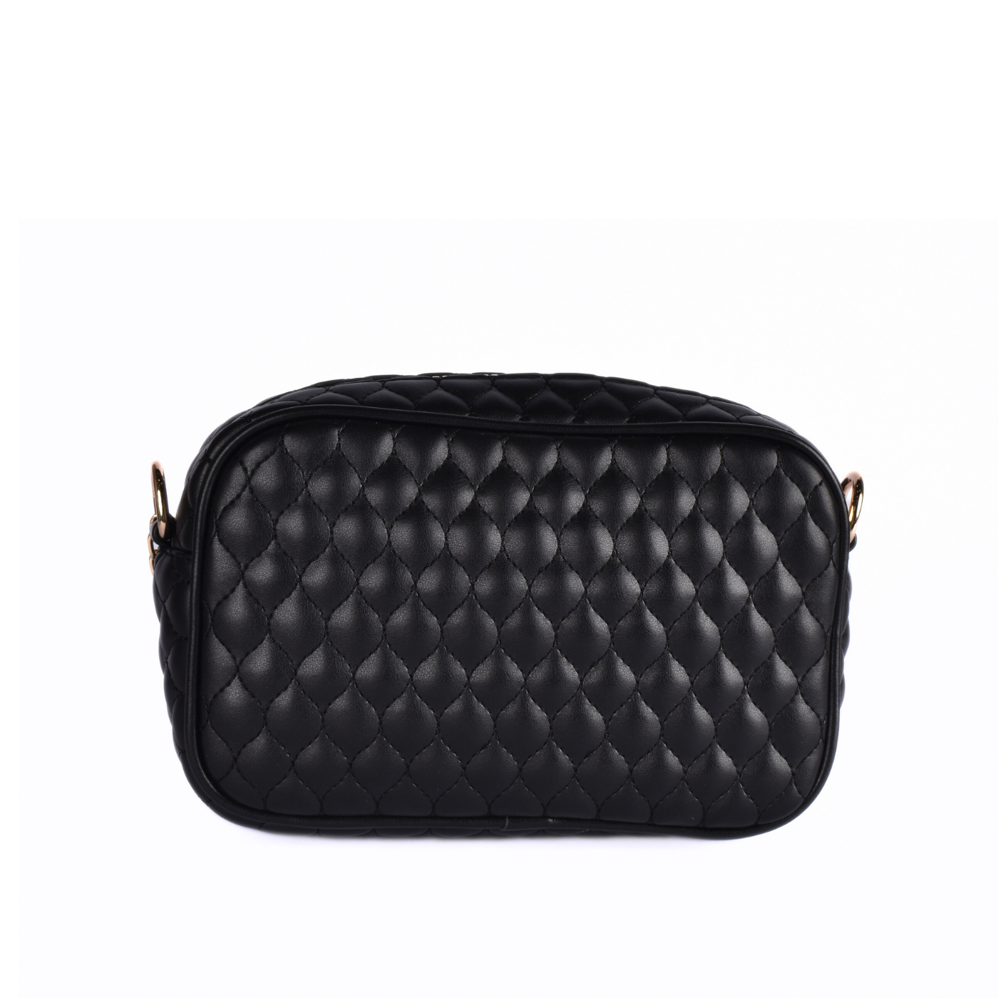 Trendy Quilted Faux Leather Crossbody Bag Black Melouk