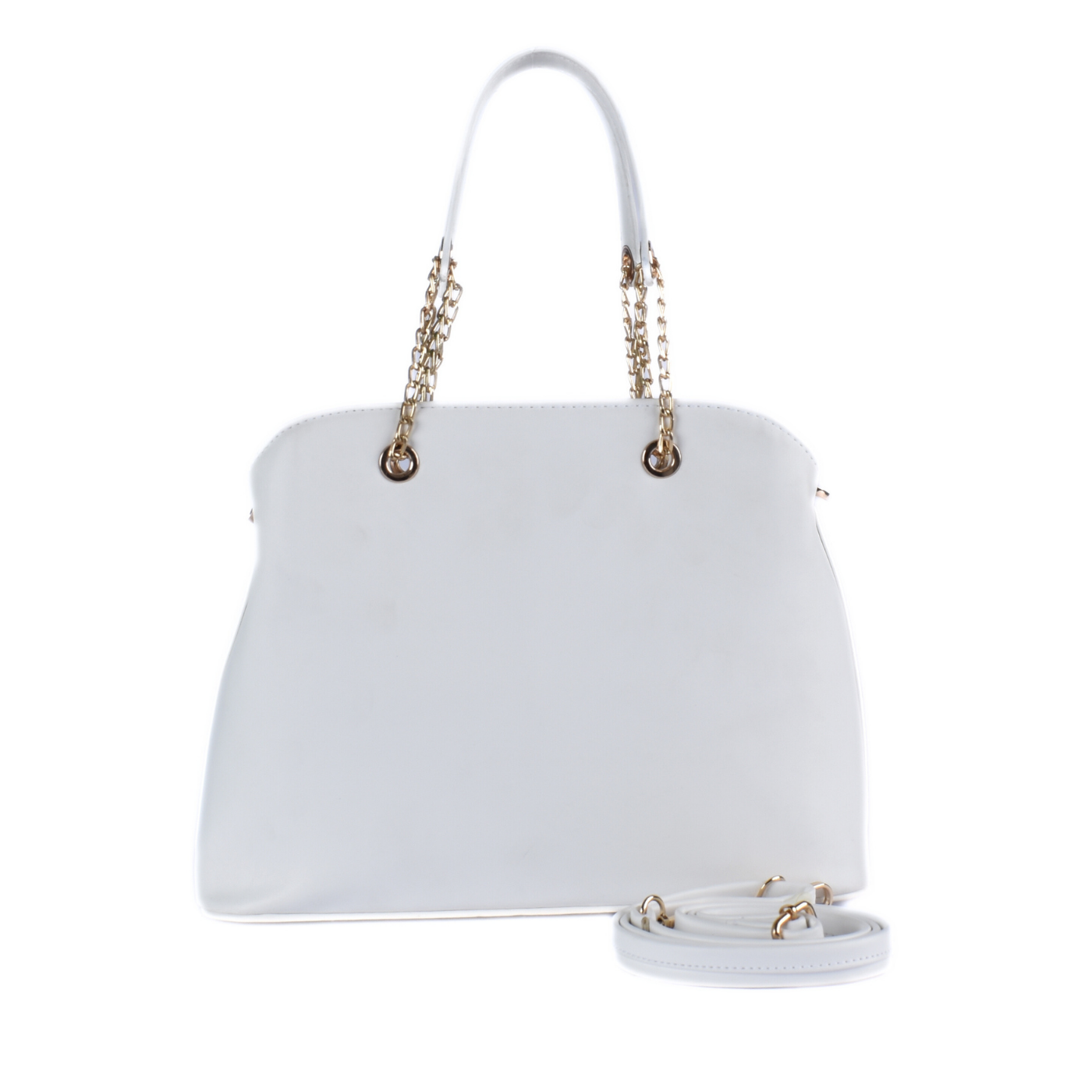 Embossed Leather Handbag With Details White Melouk
