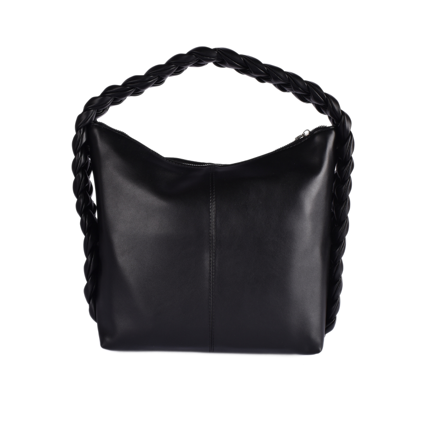 Zipper Closure Shoulder Bag Black Melouk