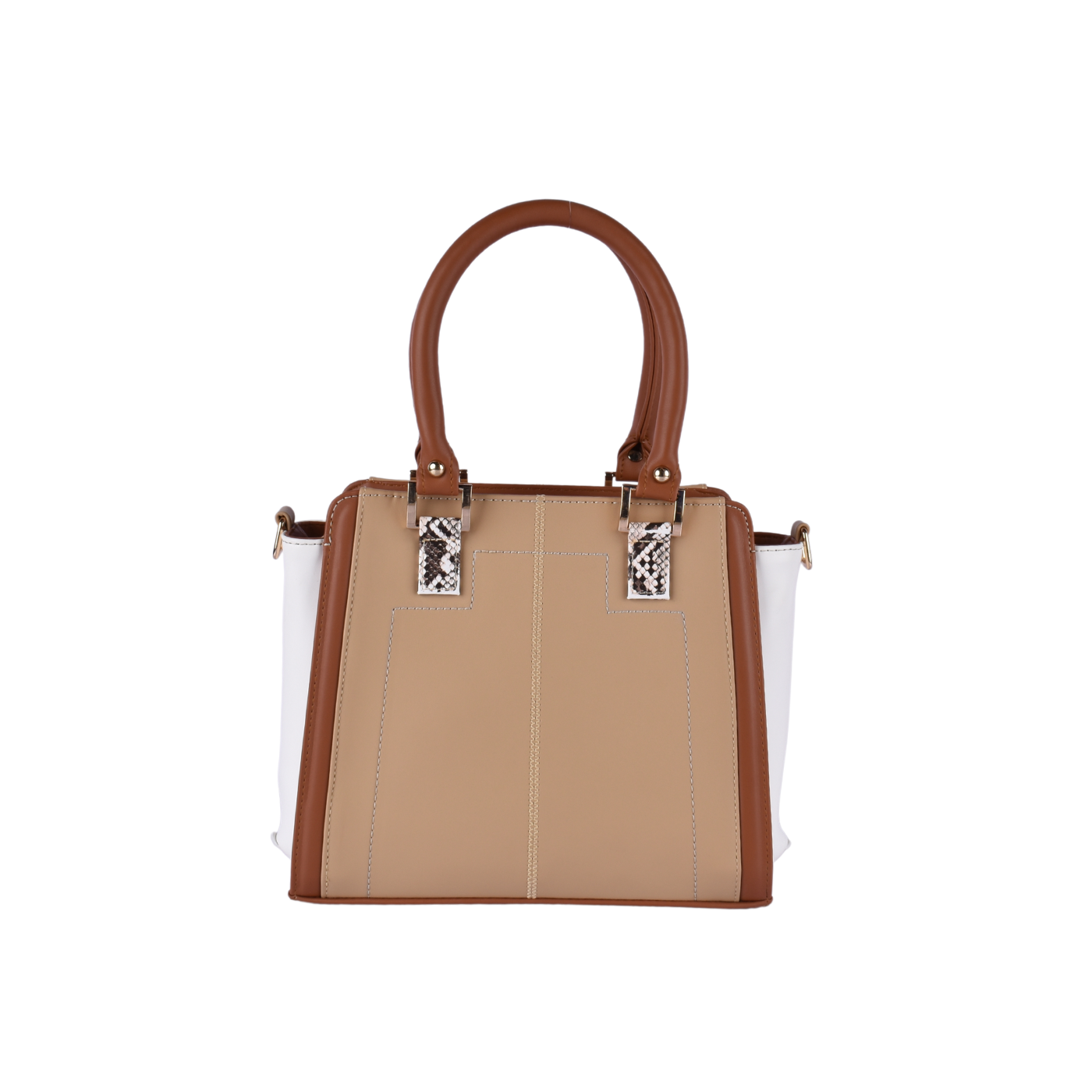 Classic Leather Handbag With Details Coffee Melouk