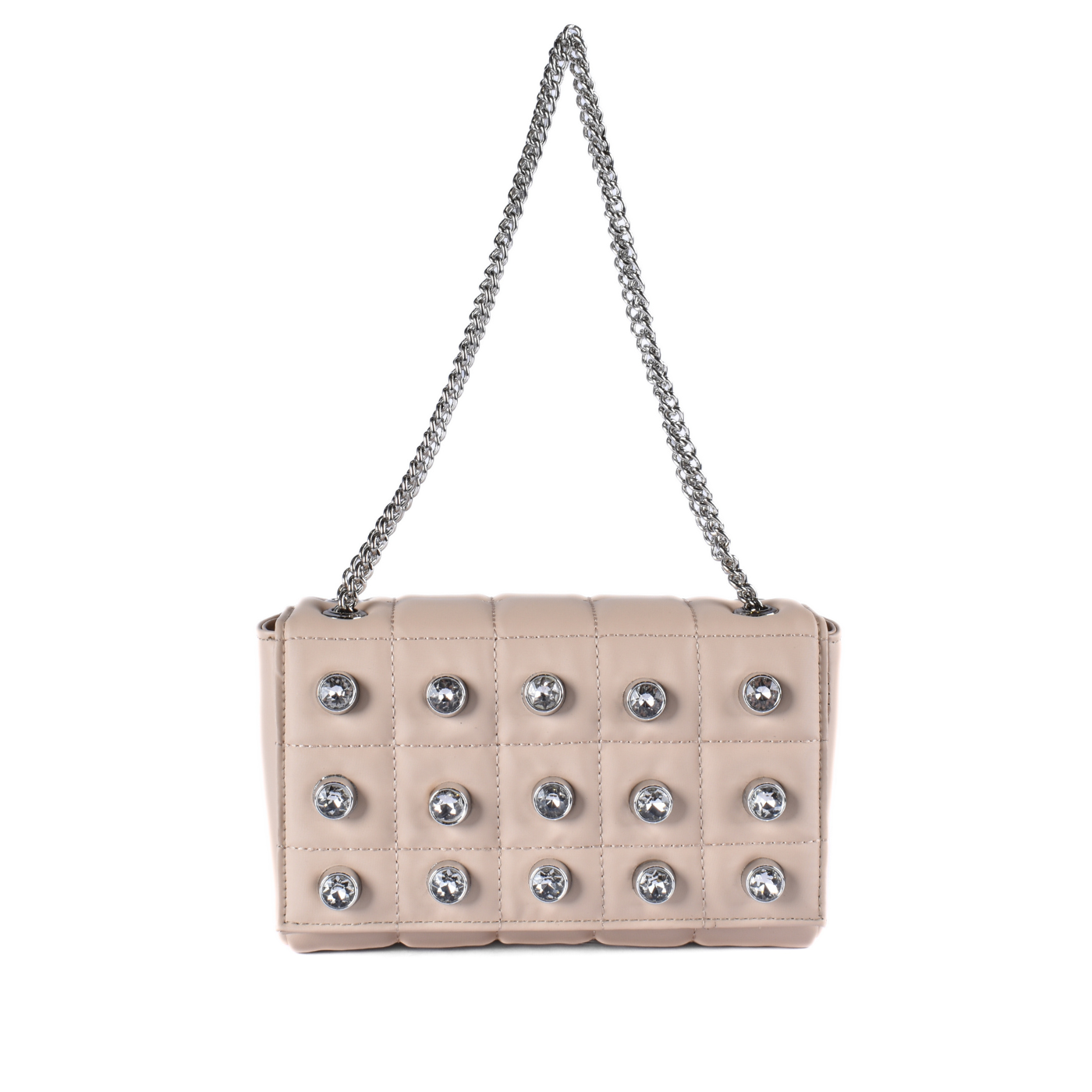 Quilted Shoulder Bag With Studs Beige b40087n Melouk