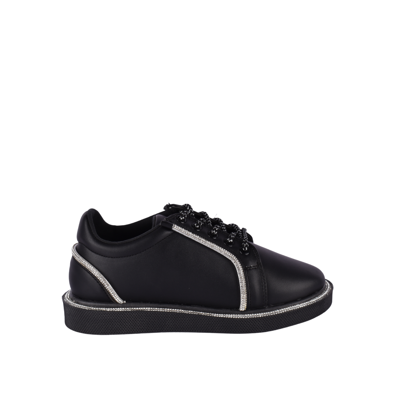 Fashionable Sneaker With Trims Black Melouk
