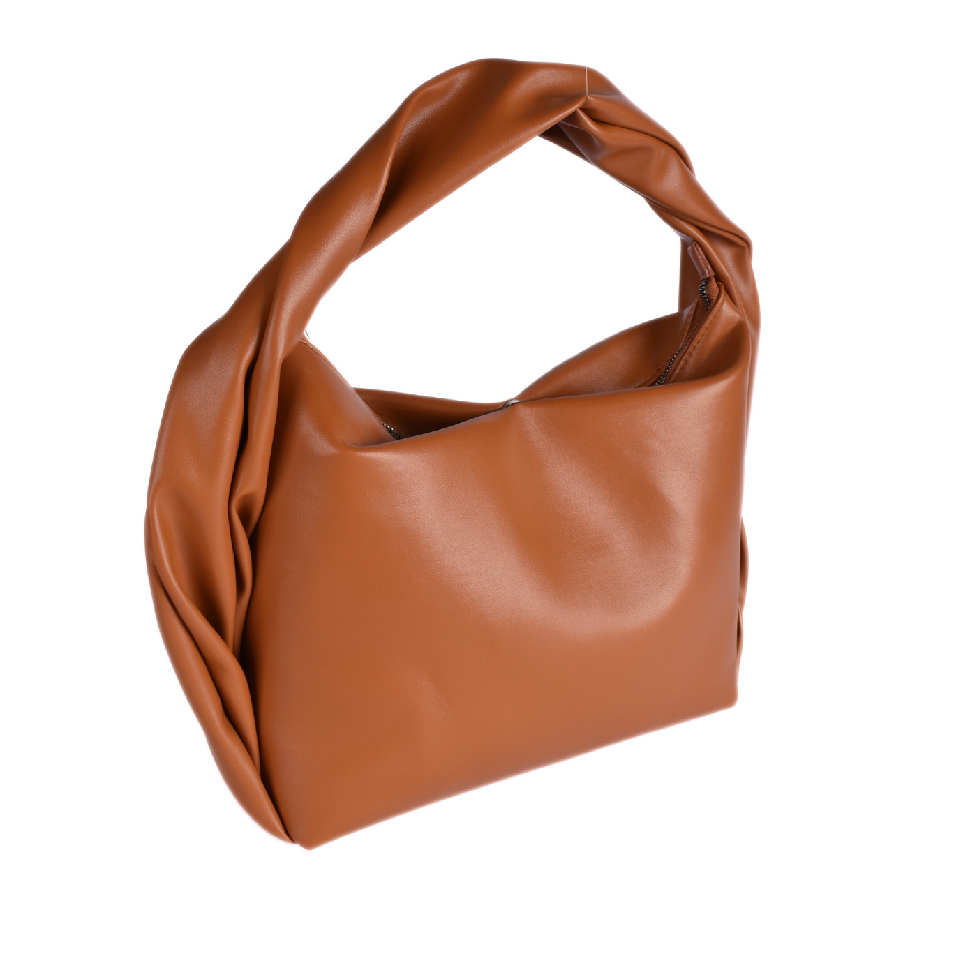 Twisted Handle Soft Leather Shoulder Bag Havana Melouk