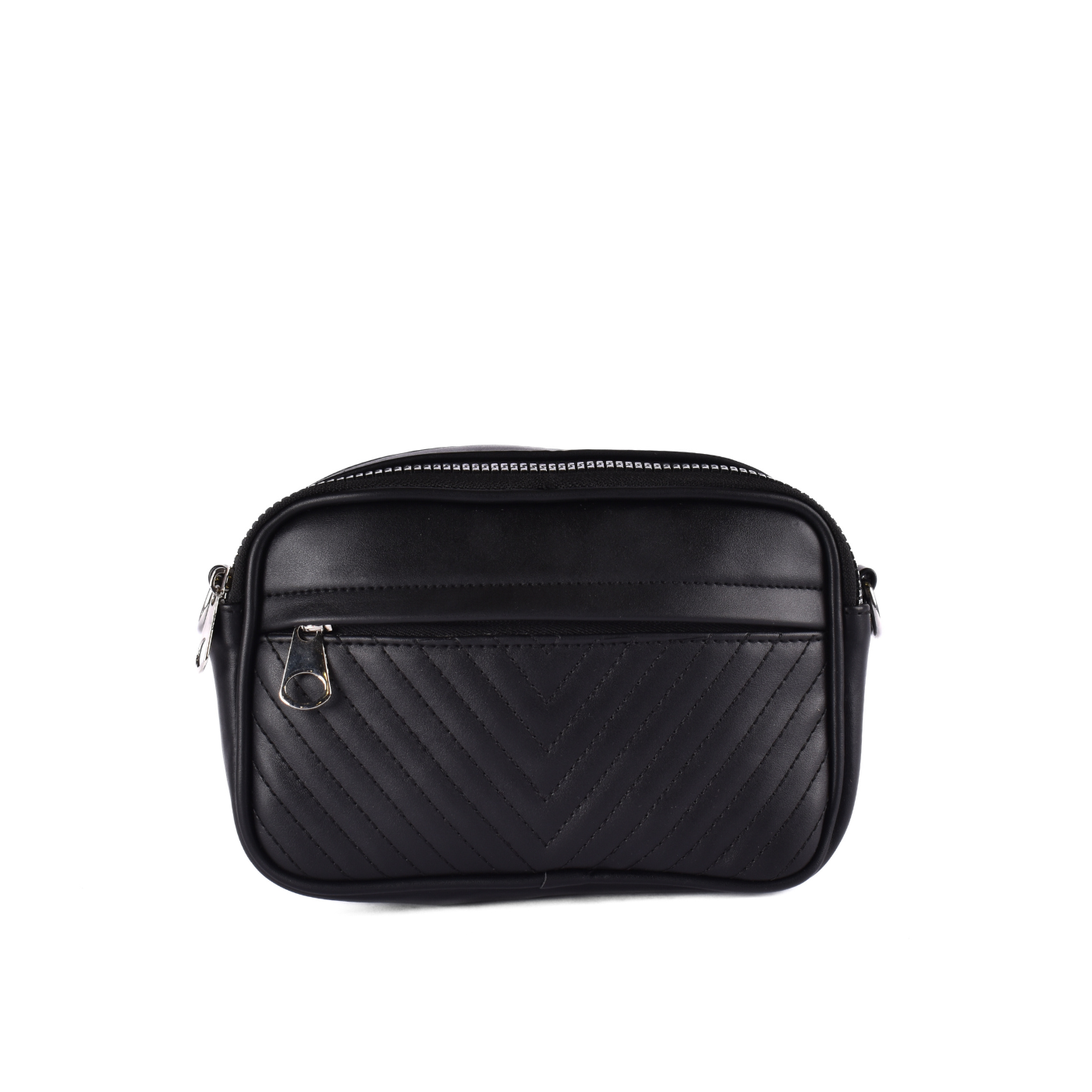 Simple Leather Cross Body Bag Black Melouk