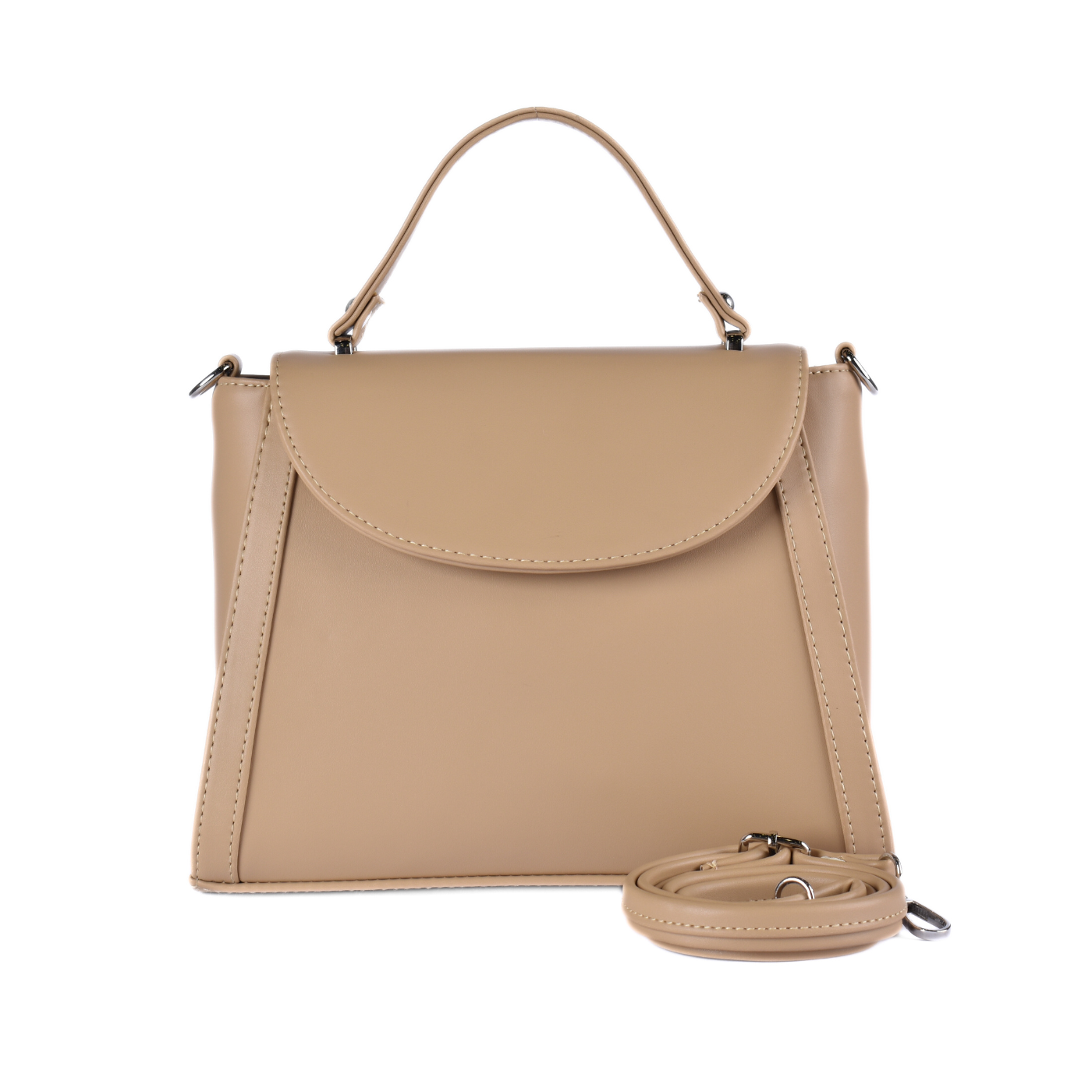 Leather Handbag With Handle Beige Melouk