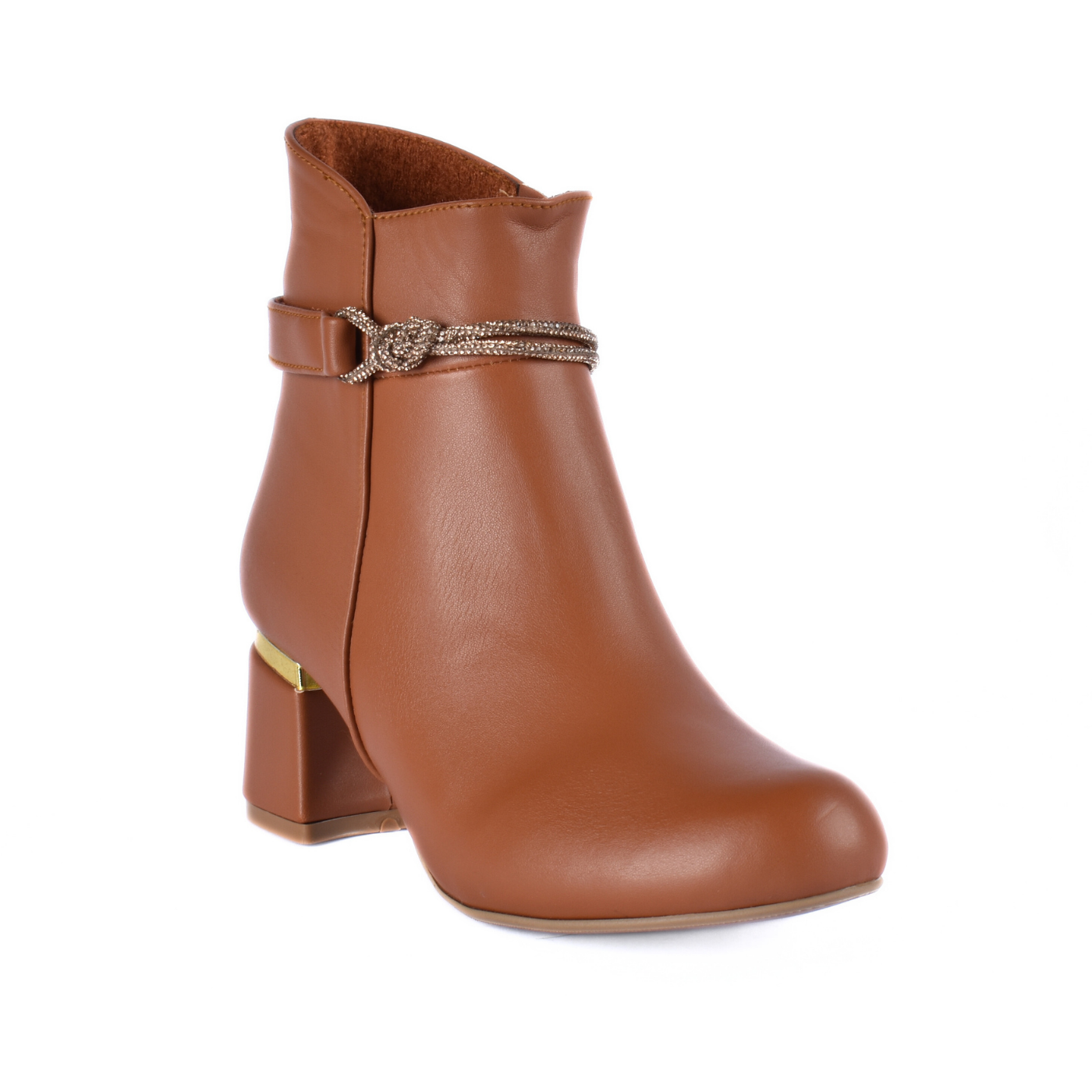 Simple Flat Leather Ankle Boot With Buckle Havana Melouk
