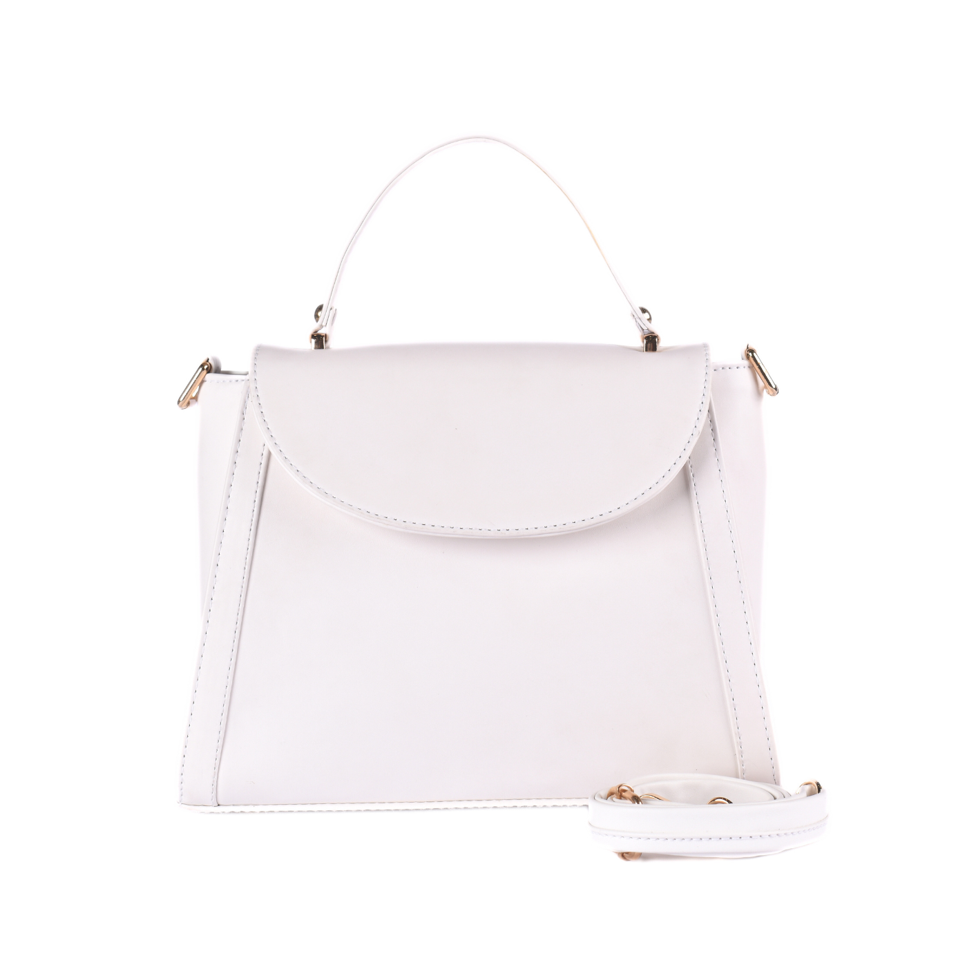 Leather Handbag With Handle White Melouk