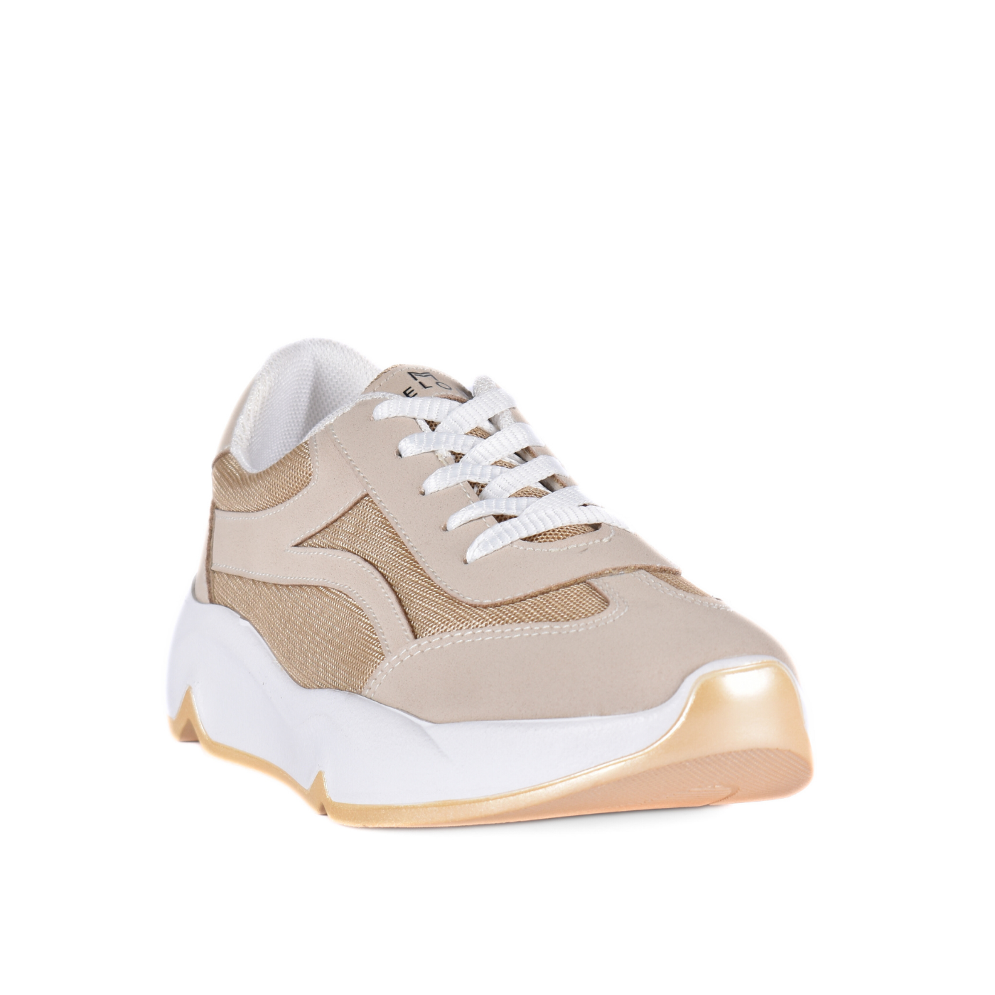 Perforated Leather Sneakers Beige Melouk
