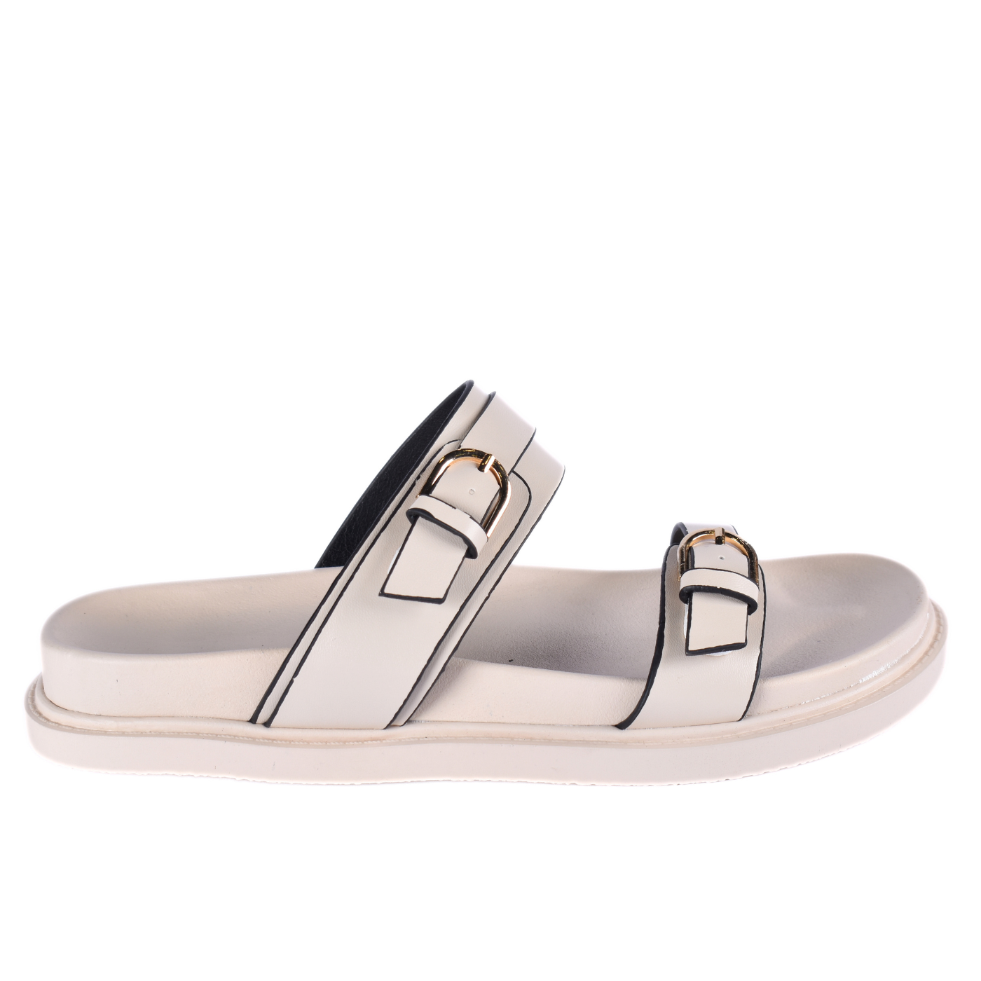 Straps Flat Slippers With Details Melouk