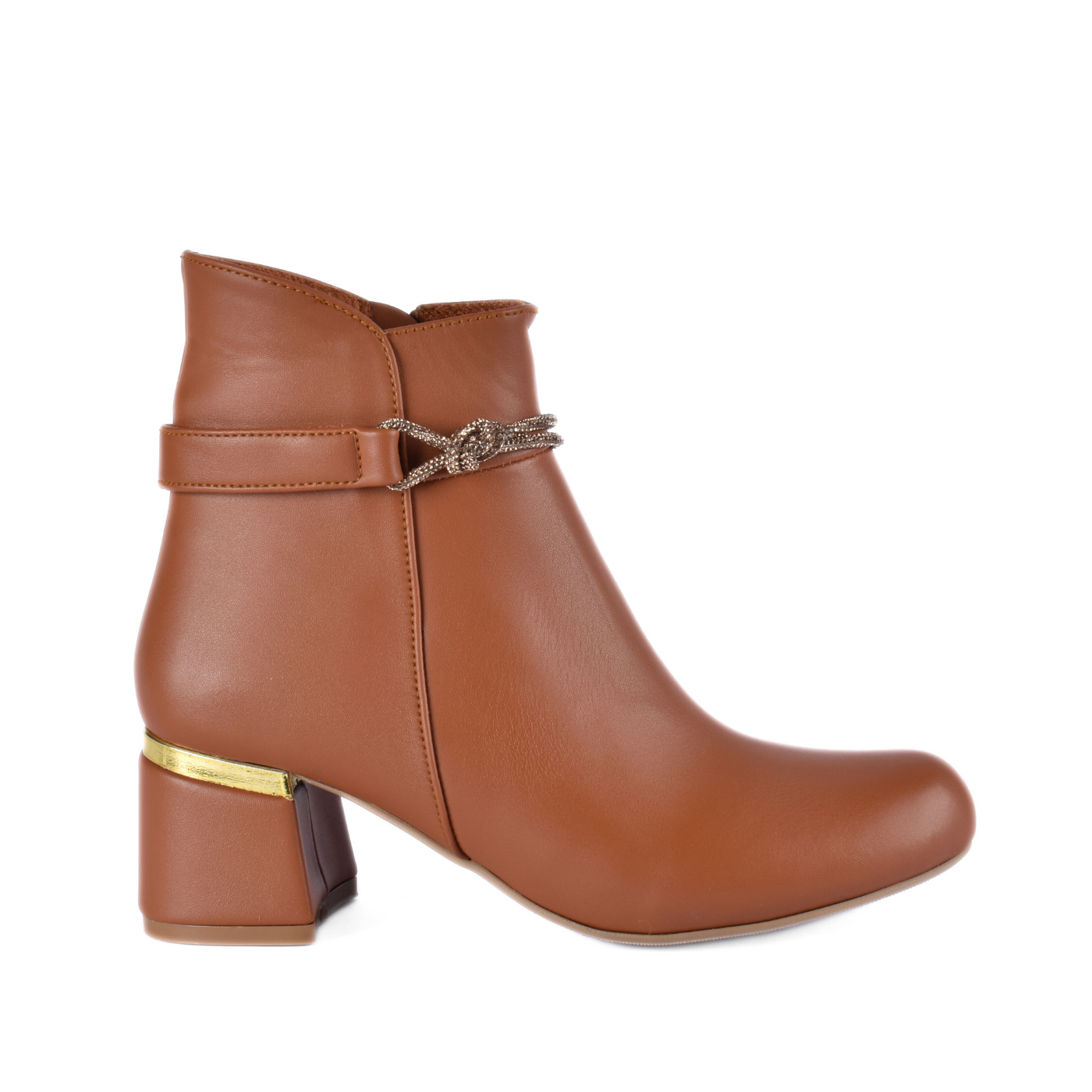 Simple Flat Leather Ankle Boot With Buckle Melouk