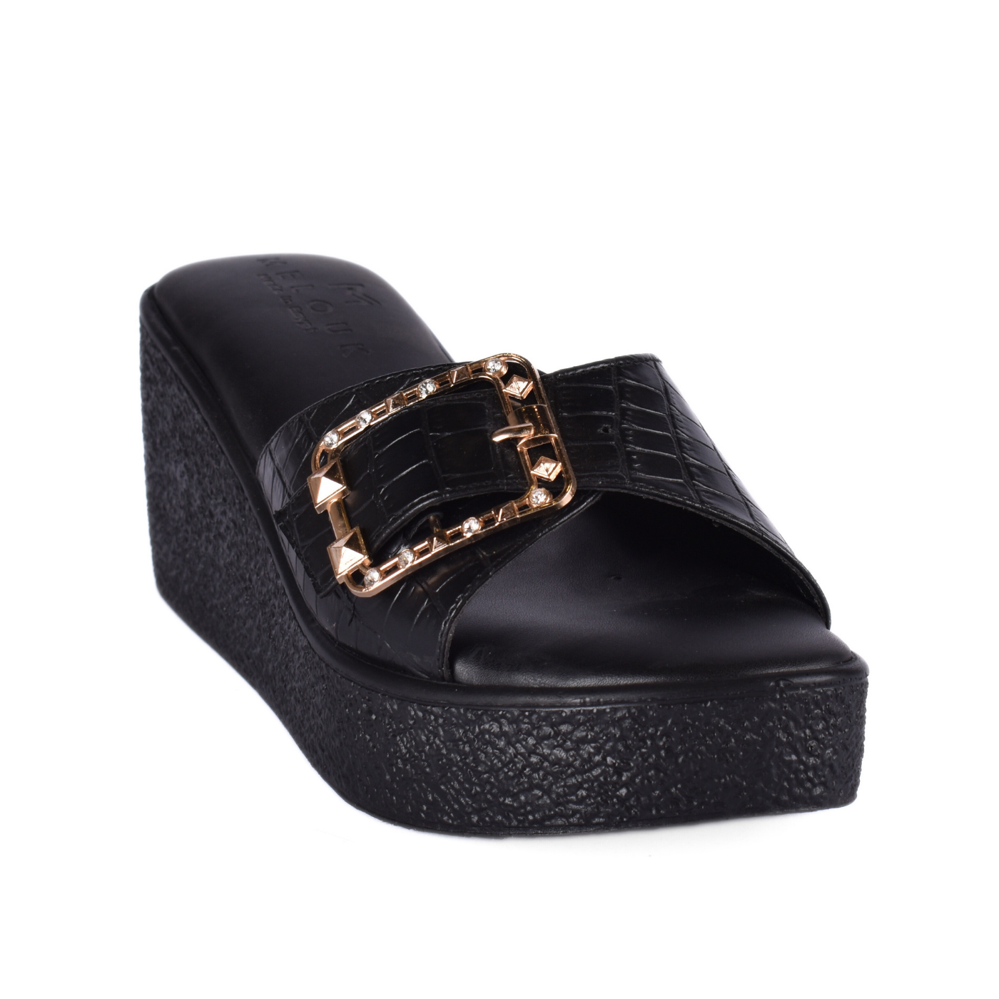 Slippers With Decorated Buckles Black Melouk