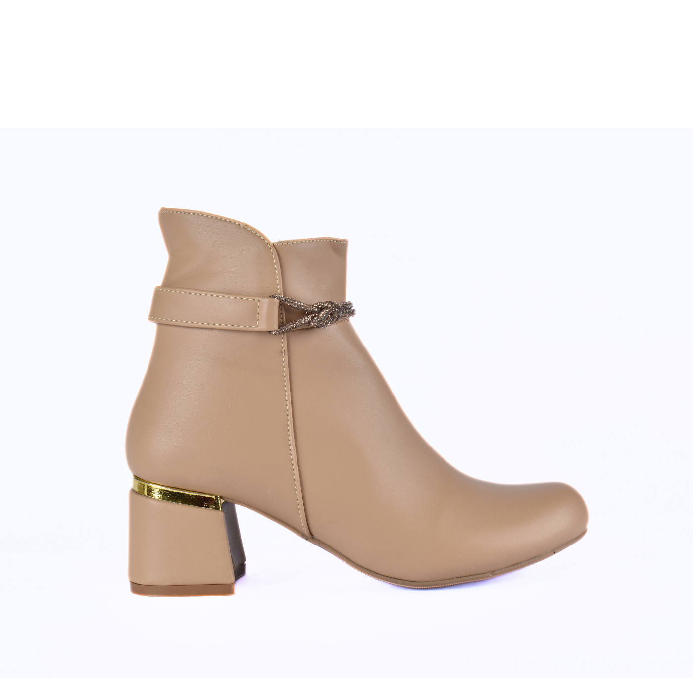 Simple Flat Leather Ankle Boot With Buckle Melouk