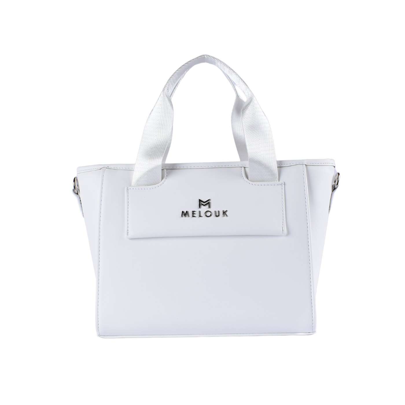 Textured Leather Top Handle Bag White b181 Melouk