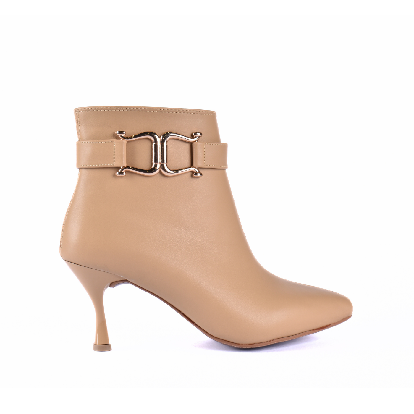 Pointed Heel Leather Ankle Boots With Details Melouk
