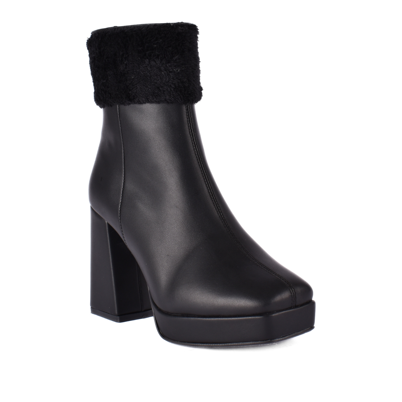 Simple Flat Leather Ankle Boot With Buckle Black Melouk