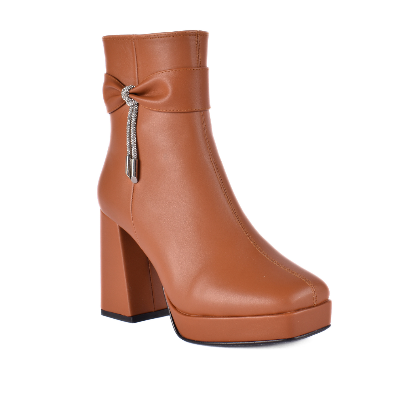 Simple Flat Leather Ankle Boot With Buckle Havana Melouk