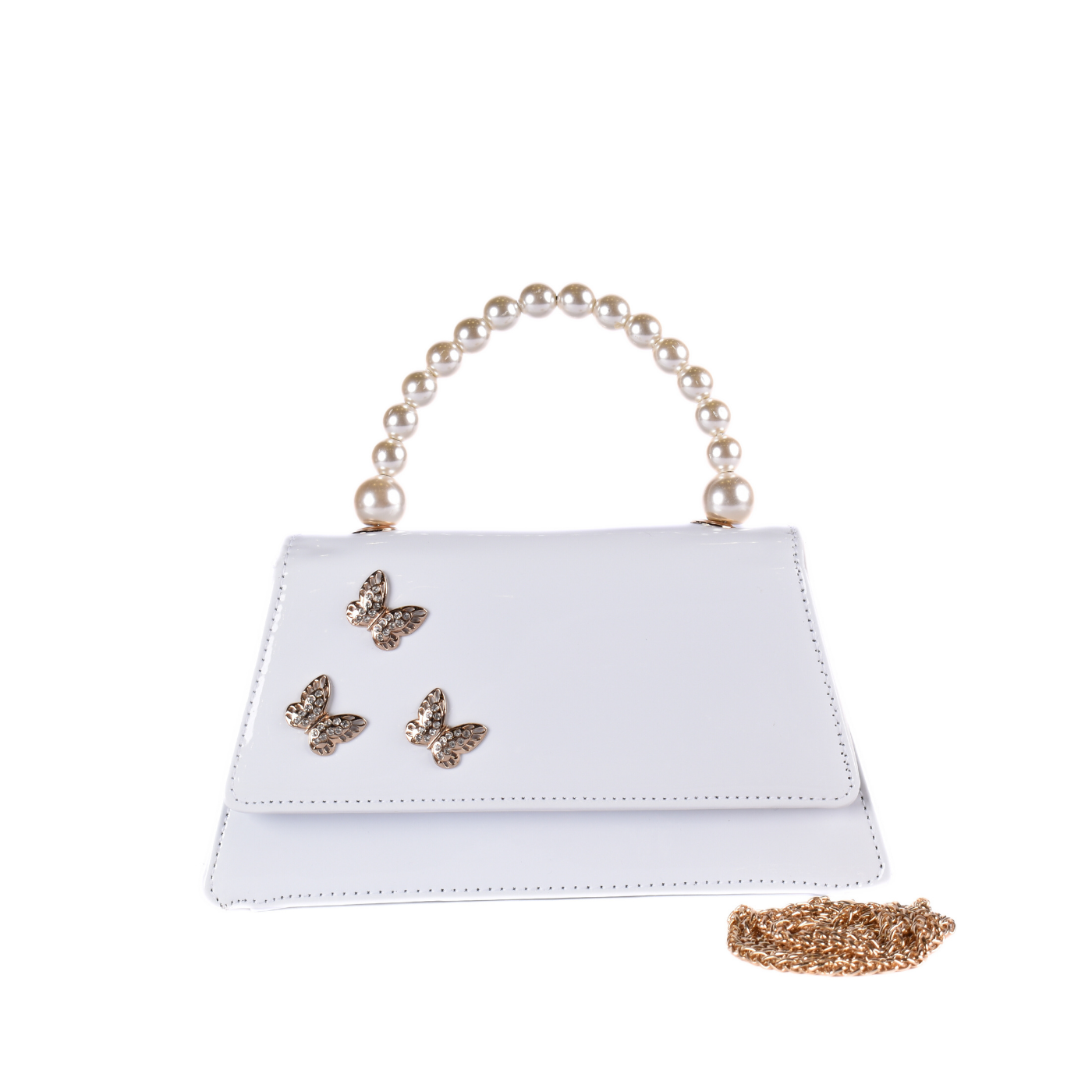 Quilted Handbag With Studs White Melouk