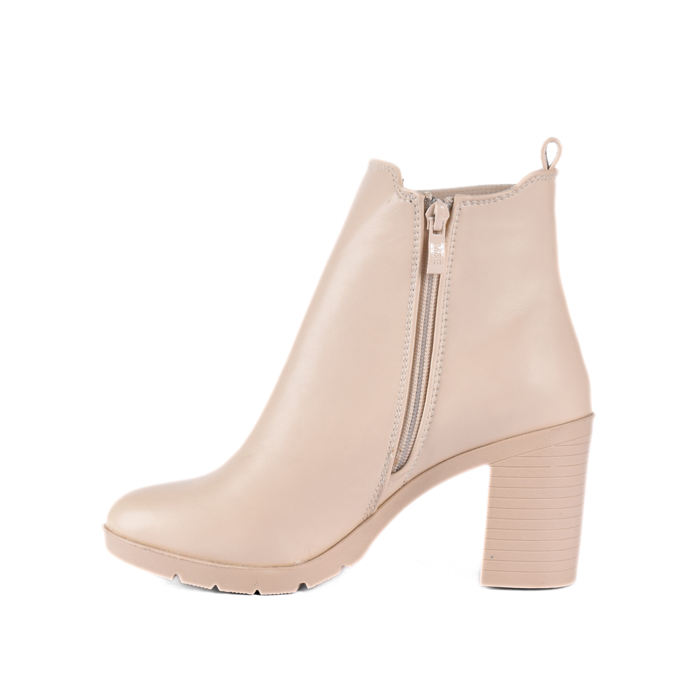 Quilted Mid-Heel Leather Half Boot Melouk