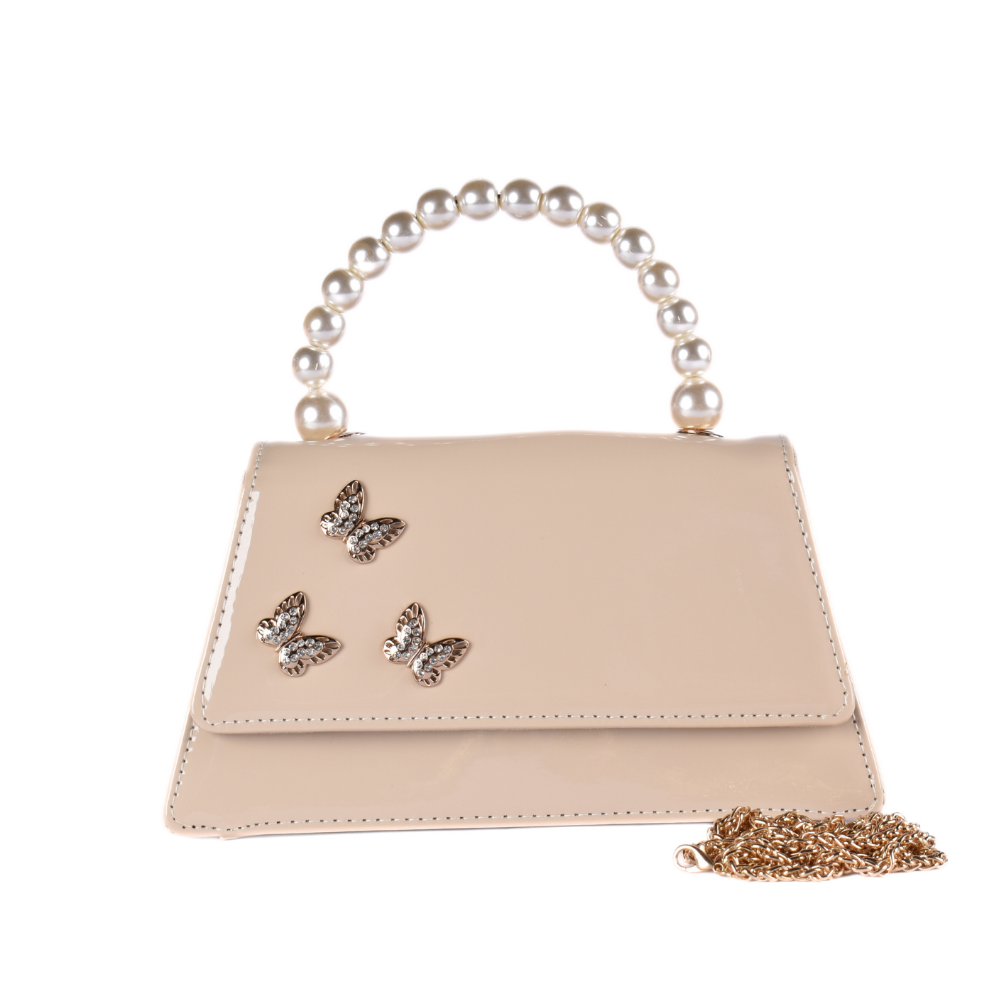 Quilted Handbag With Studs Beige Melouk