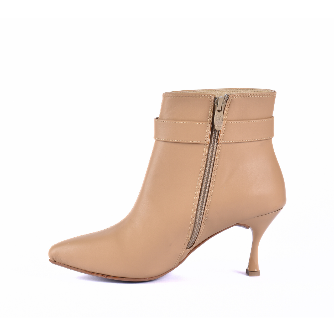 Pointed Heel Leather Ankle Boots With Details Melouk