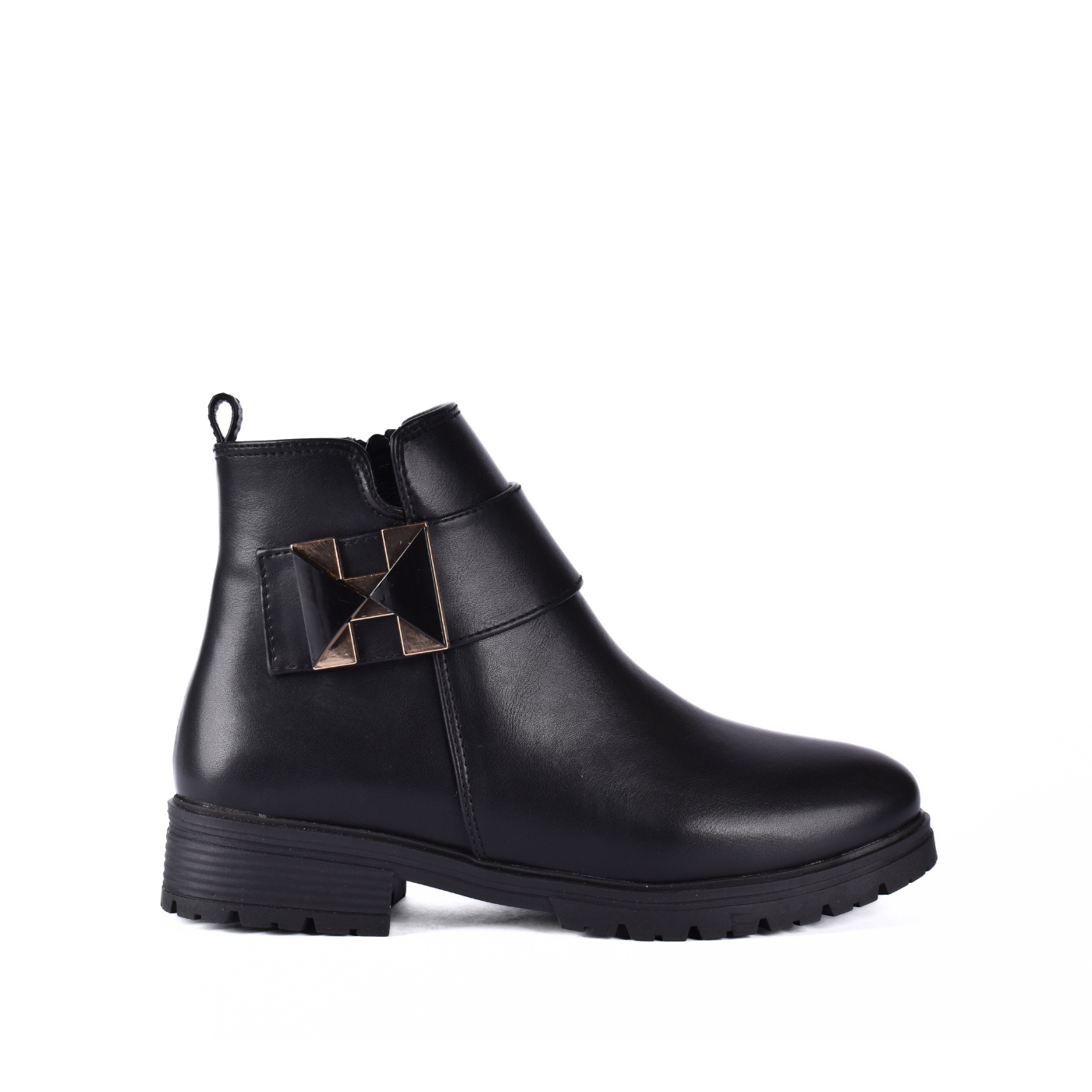 Leather Half Boot With Shiny Stones Black Melouk